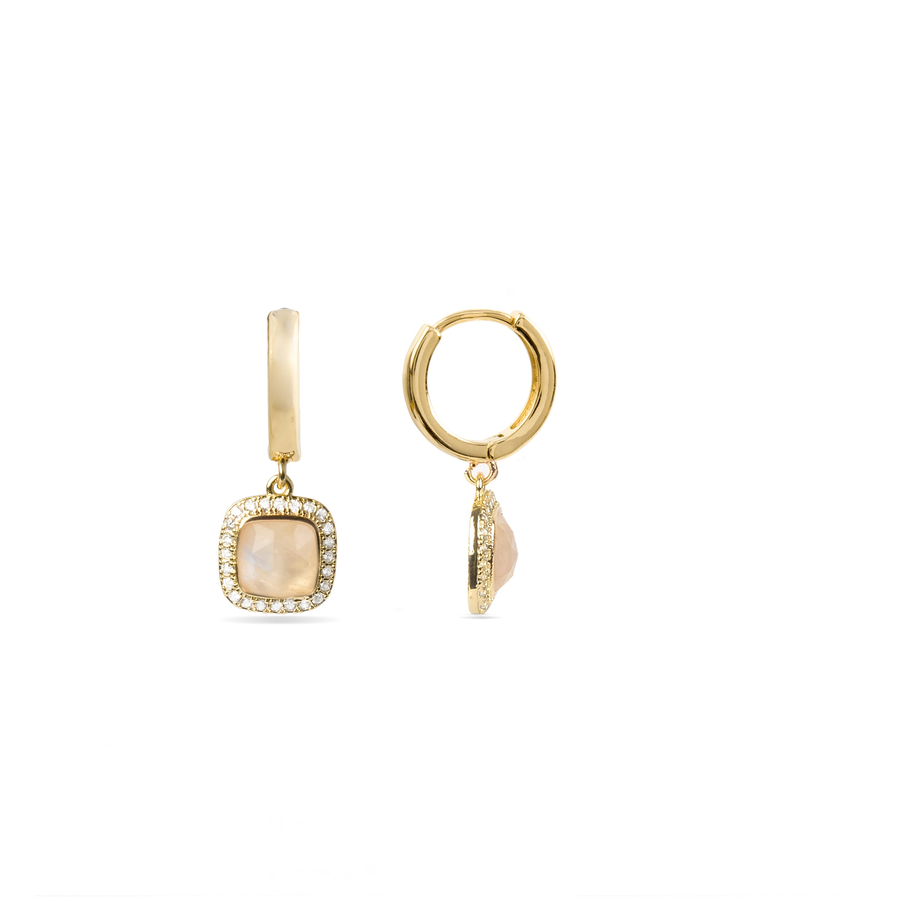 Pendientes con Madreperla Blanca acabados en oro amarillo 18K - Liw