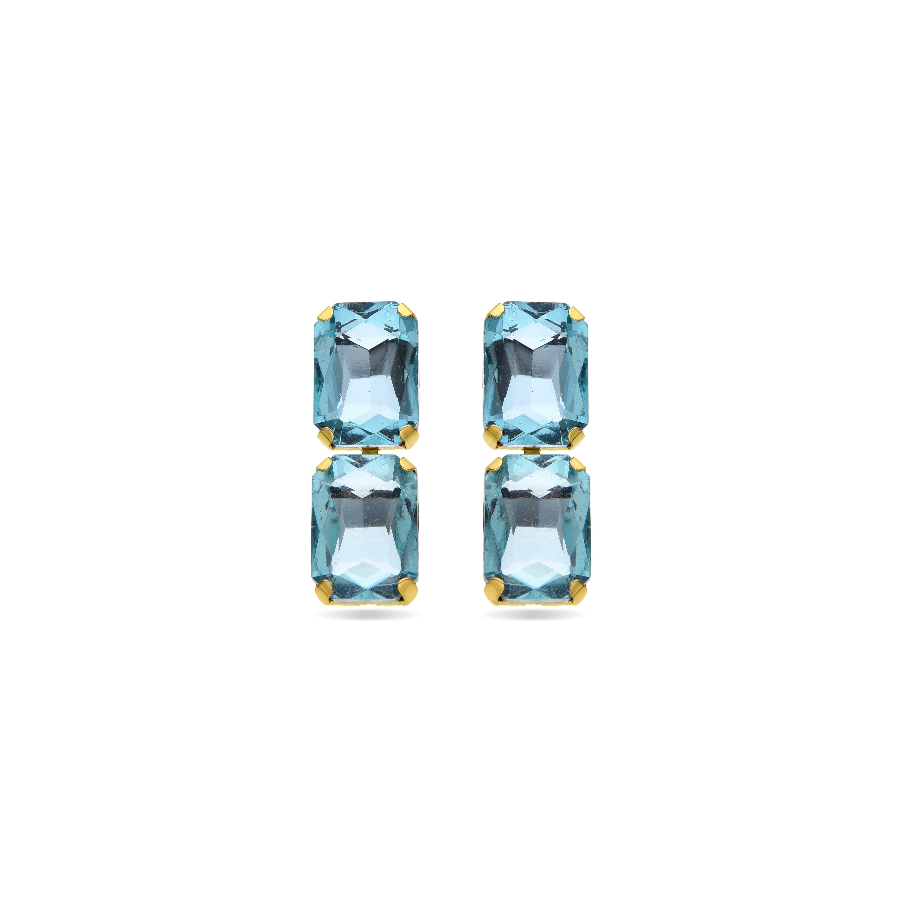 Pendientes de Cristal Azul acabados en oro amarillo 18K - Ankek