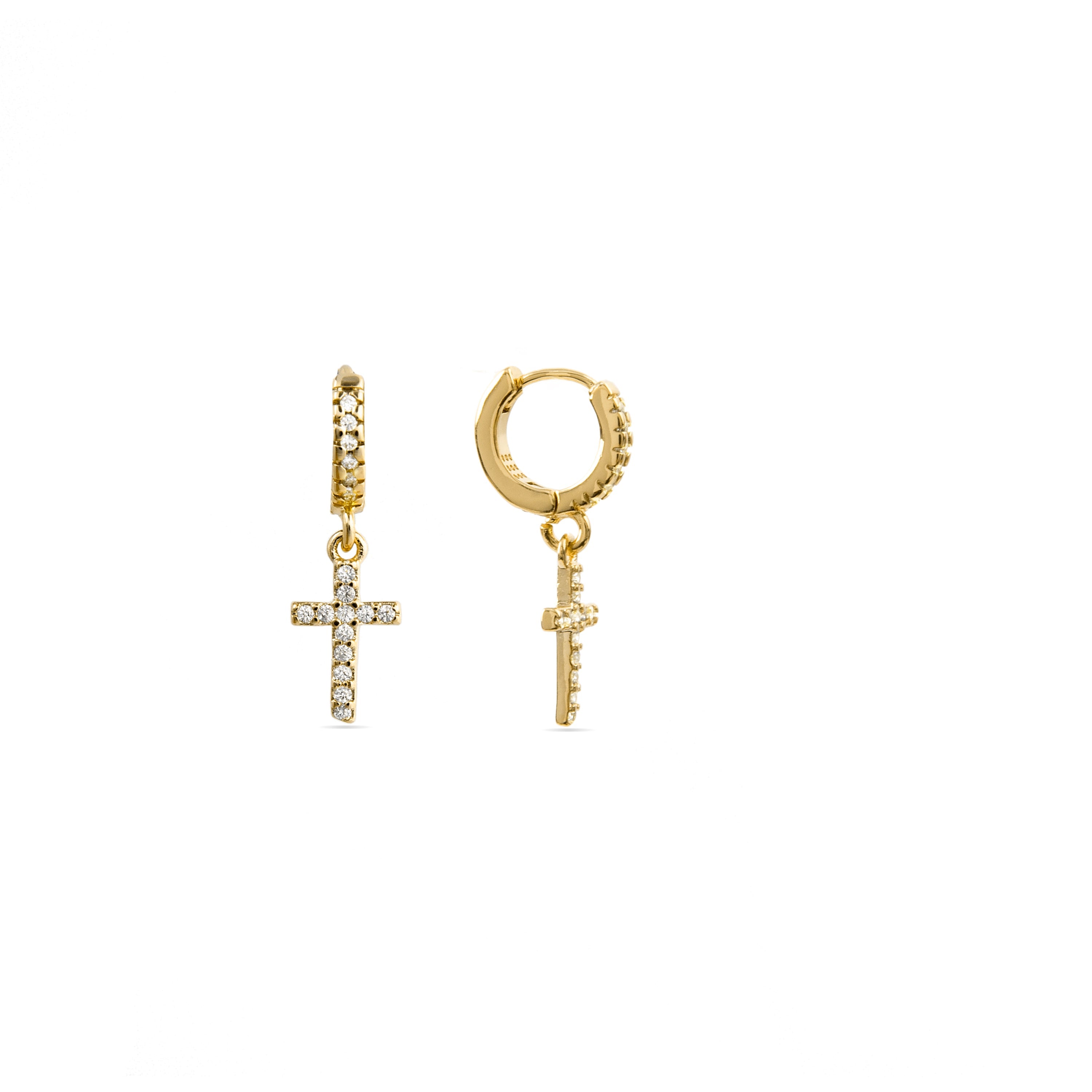 Pendientes de Circonita Brillante acabados en oro amarillo 18K - Mezxo