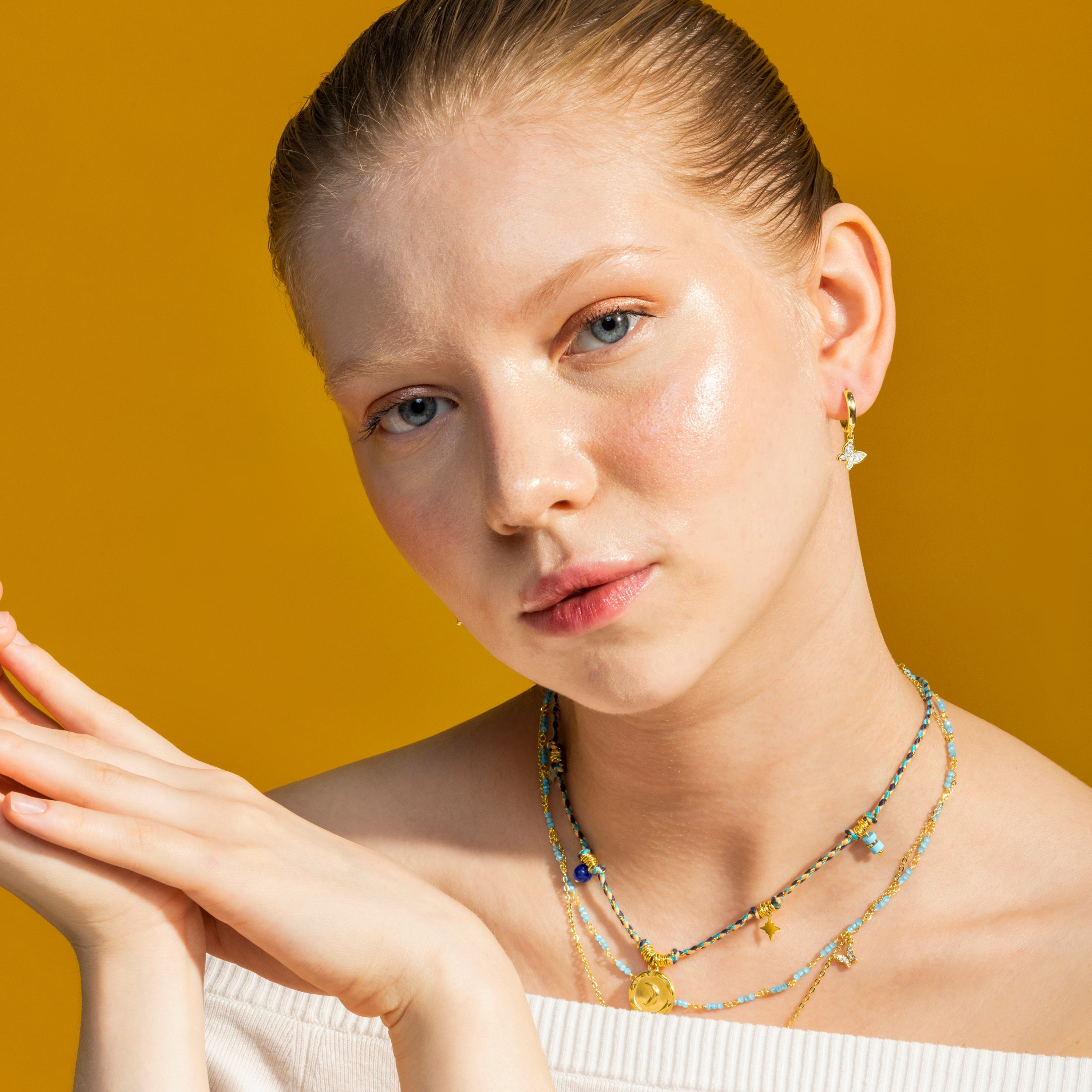 Pendientes de Circonita Brillante acabados en oro amarillo 18K - Kaduro