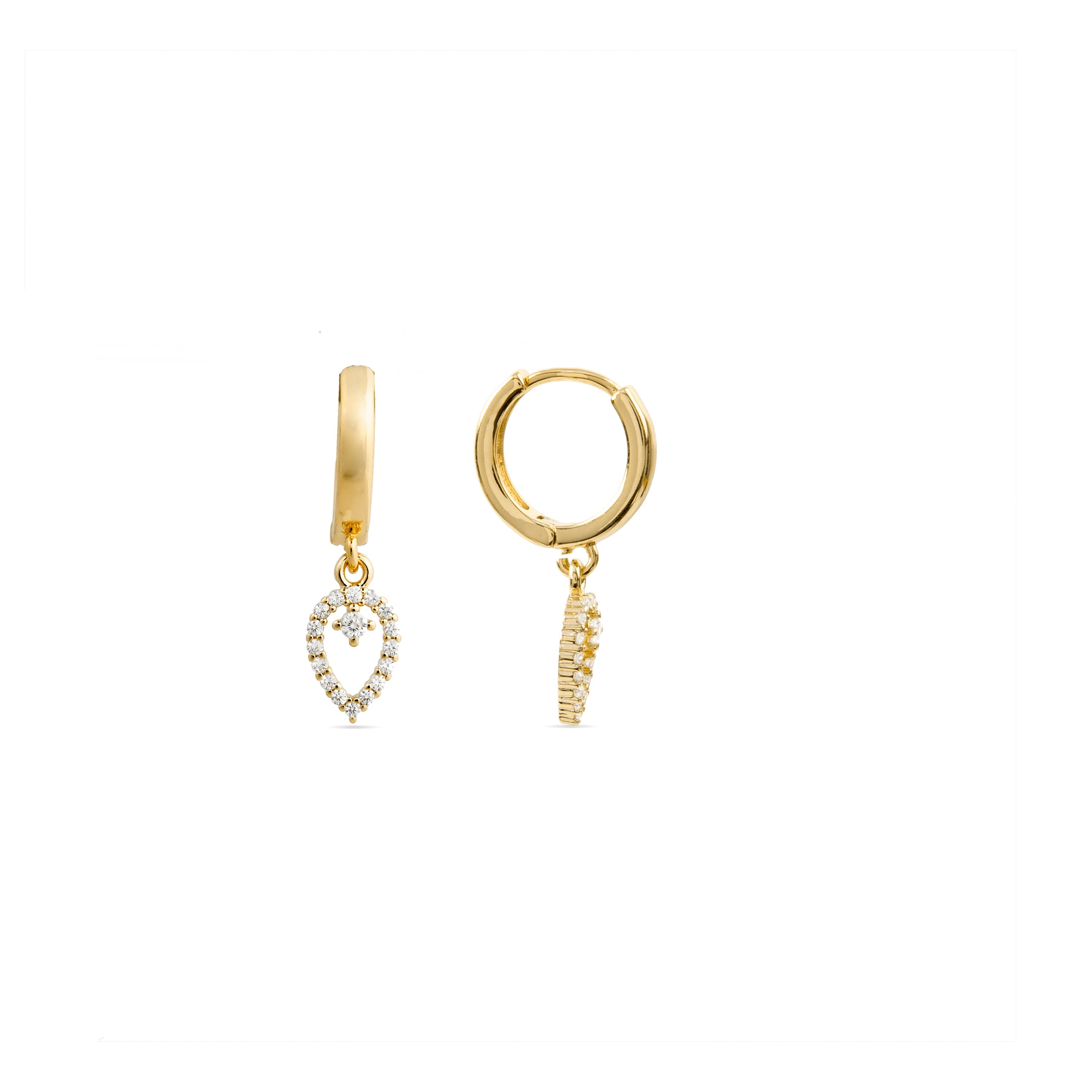 Pendientes de Circonita Brillante acabados en oro amarillo 18K - Sarath