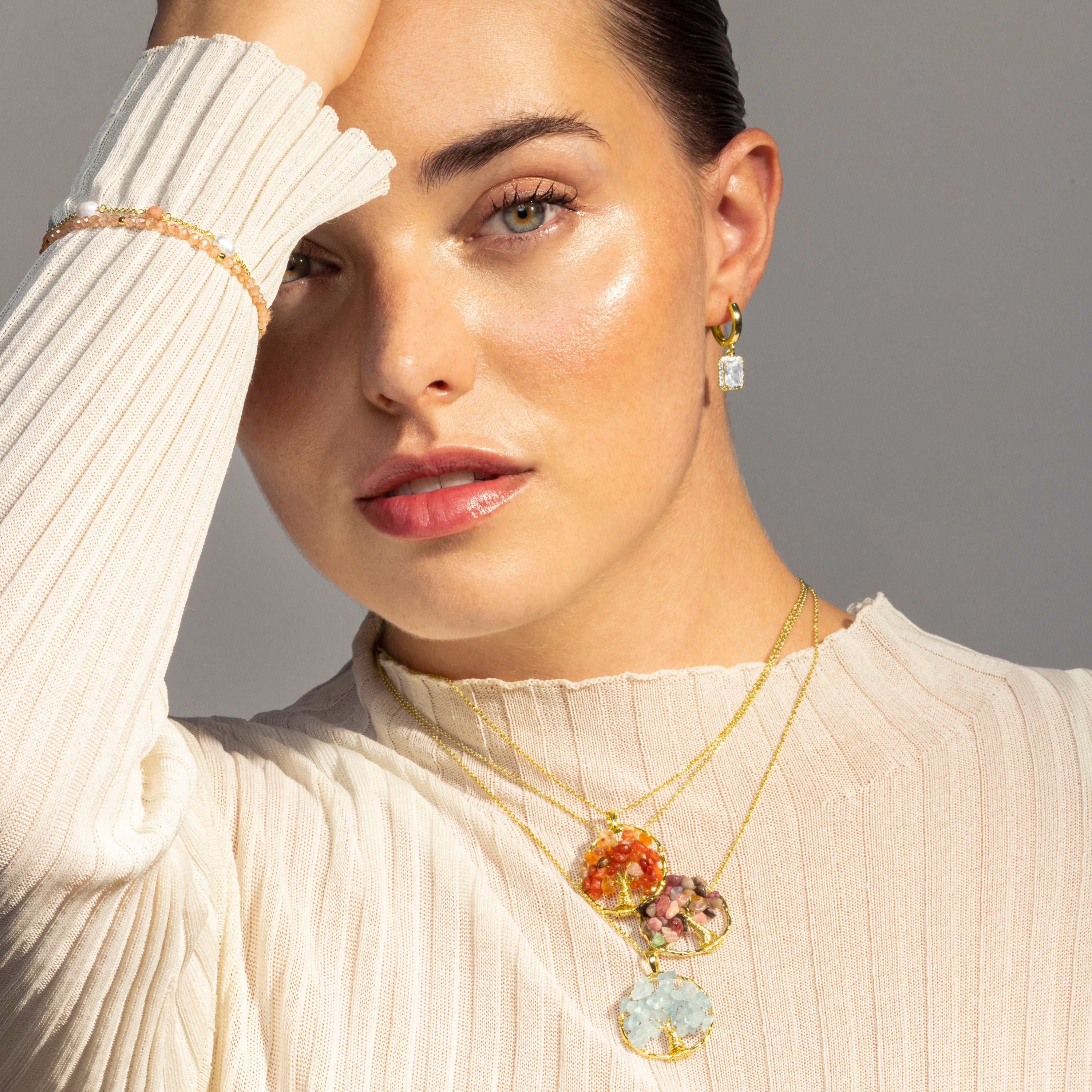 Pendientes de Circonita Brillante acabados en oro amarillo 18K - Silya