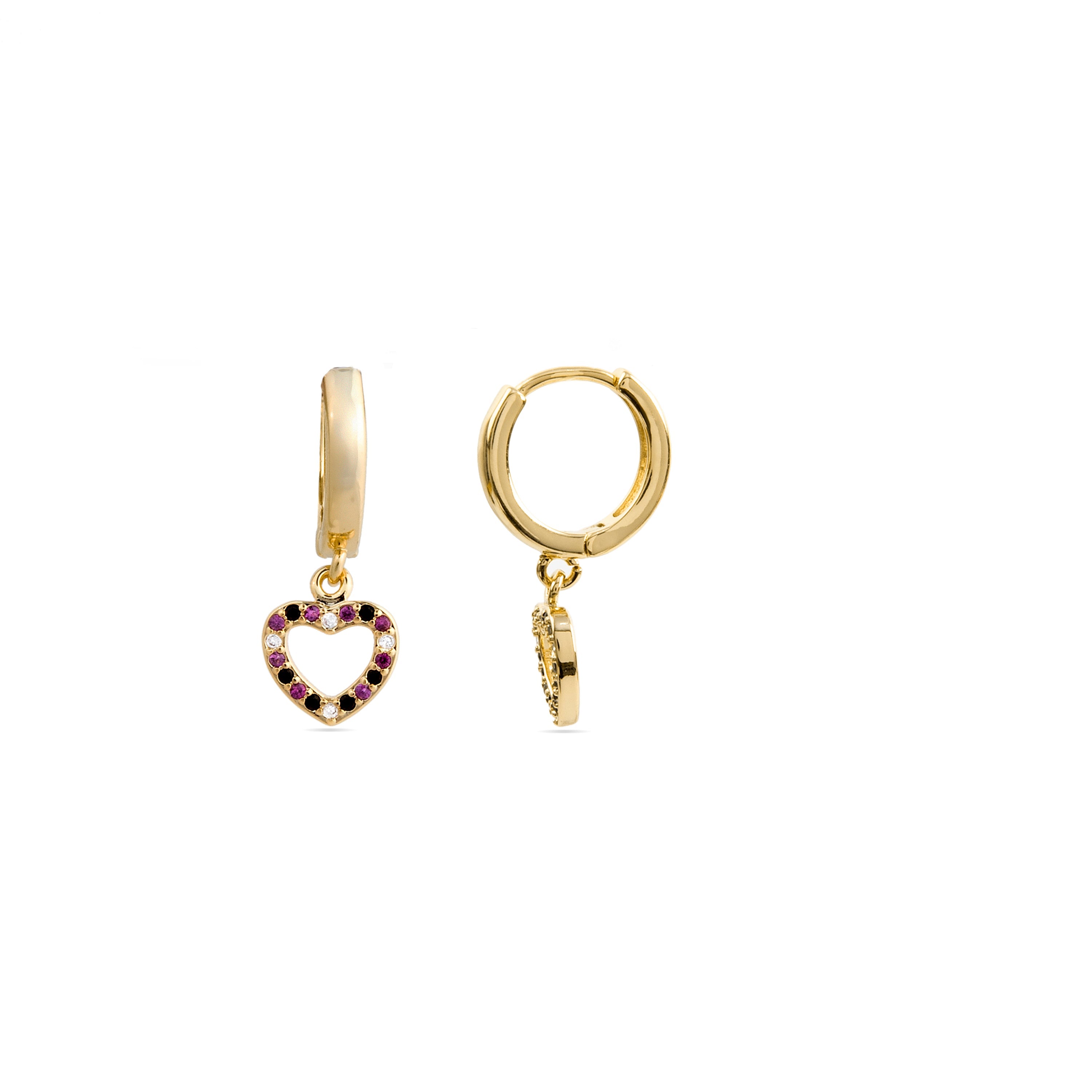 Pendientes de Circonita Multicolor acabados en oro amarillo 18K - Becias