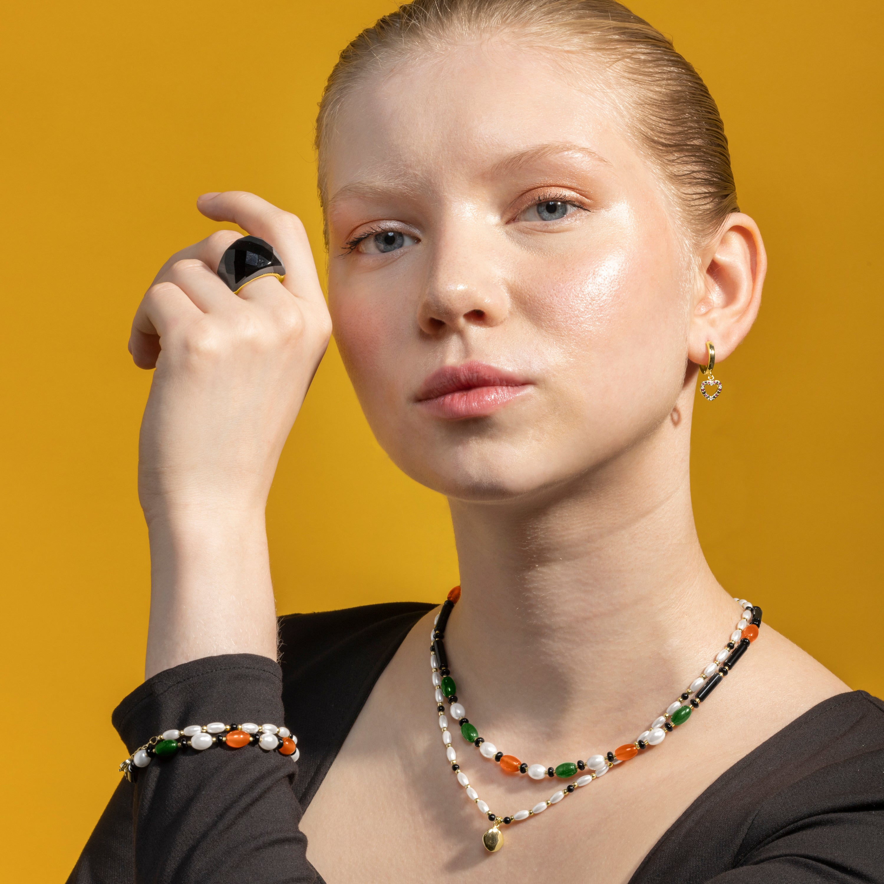 Pendientes de Circonita Multicolor acabados en oro amarillo 18K - Becias