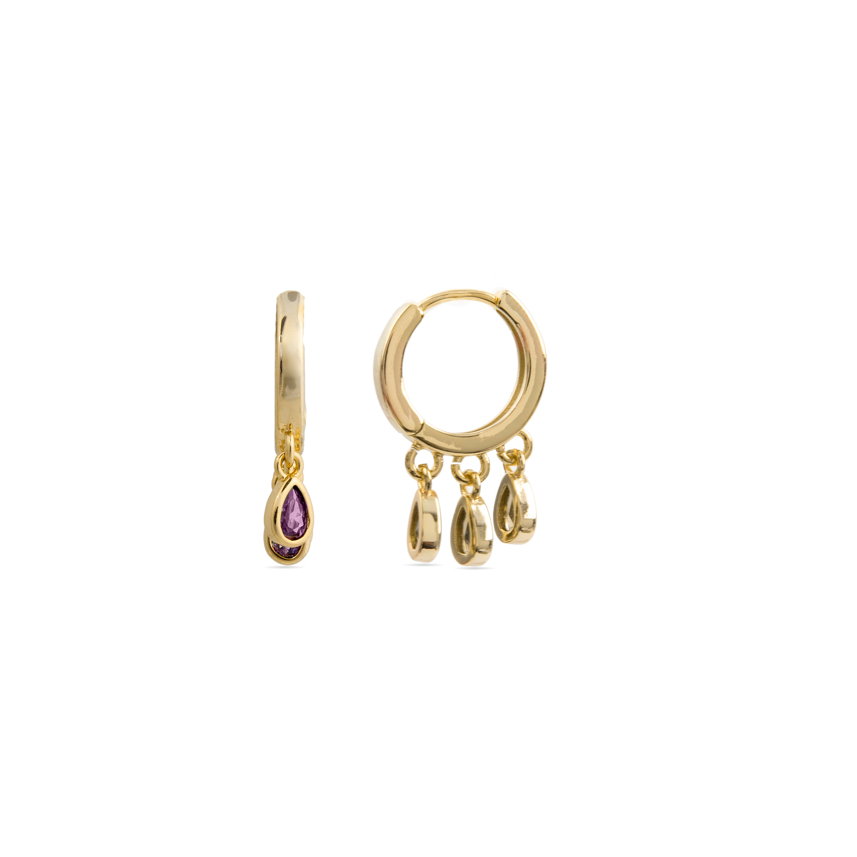 Pendientes de Circonita Amatista acabados en oro amarillo 18K - Atzul