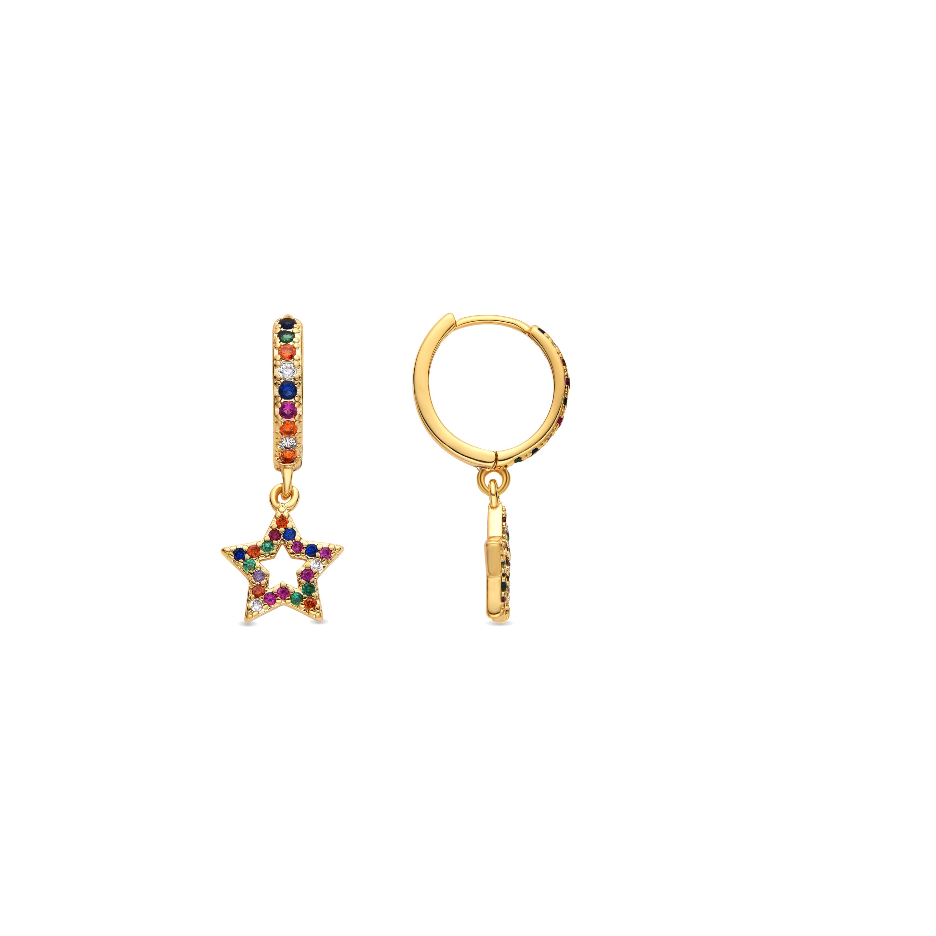 Pendientes con Circonita Multicolor acabado oro 18k - Fardie