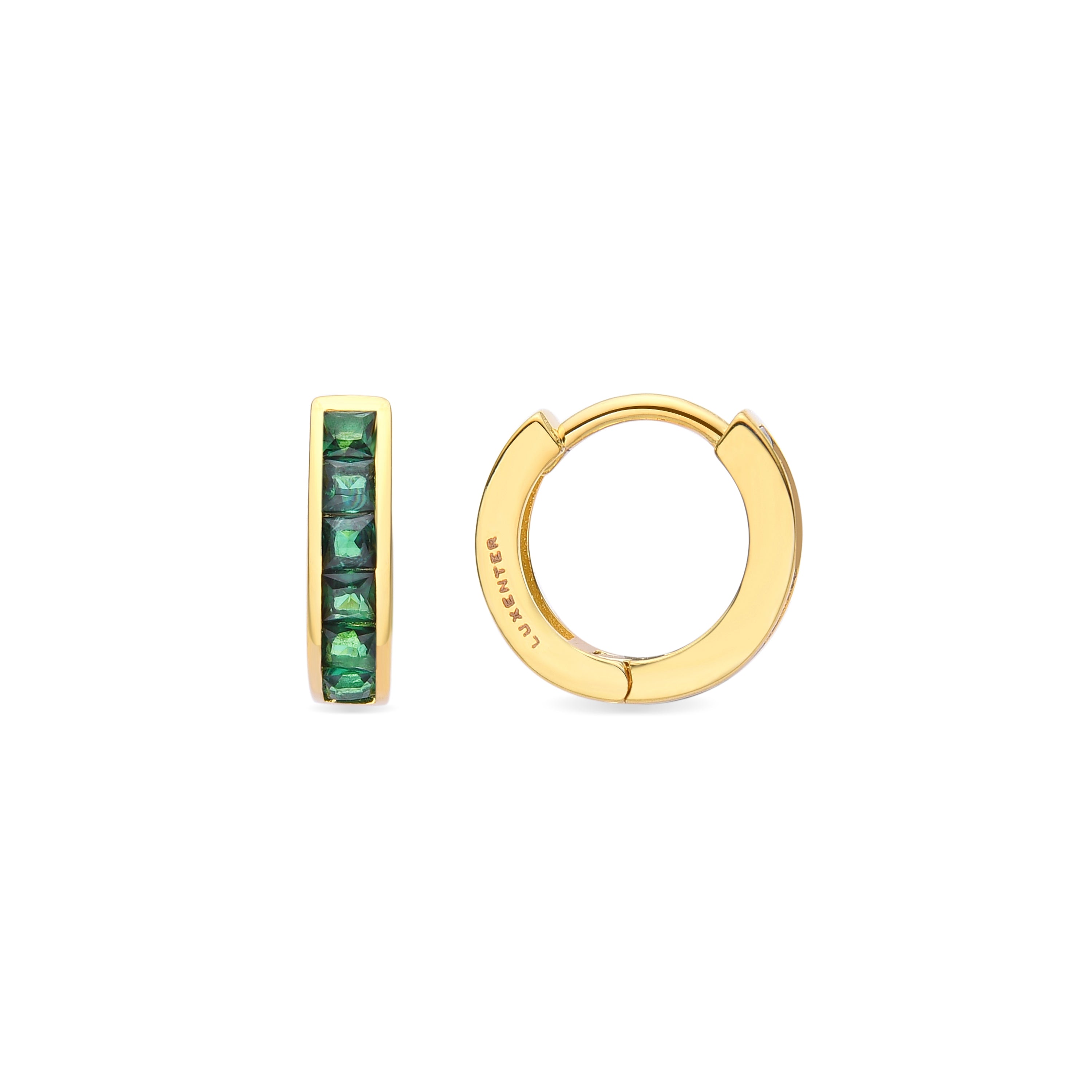 Pendientes de Circonita Esmeralda acabados en oro amarillo 18K - Wudya
