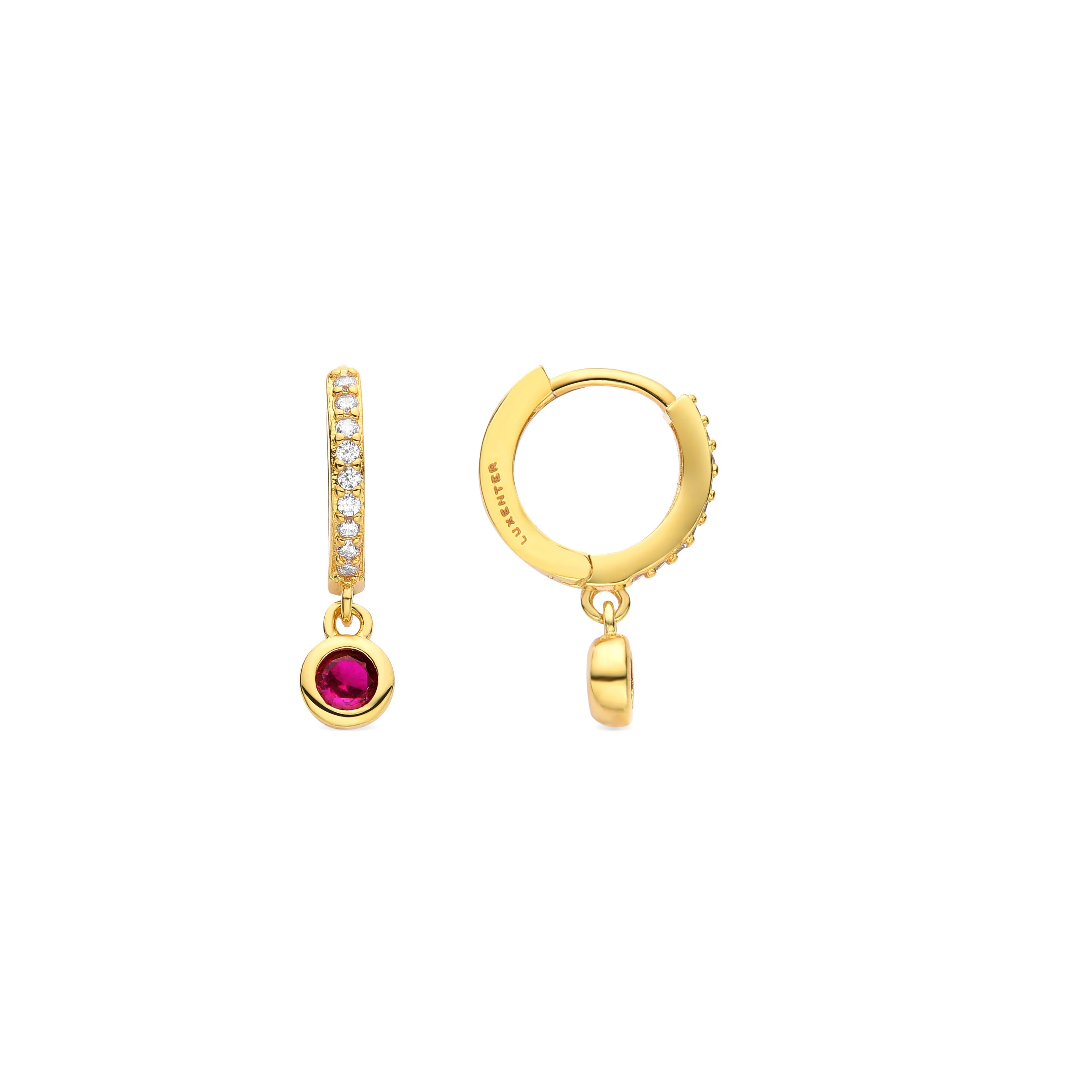 Pendientes de Circonita Rubí acabados en oro amarillo 18K - Warlah