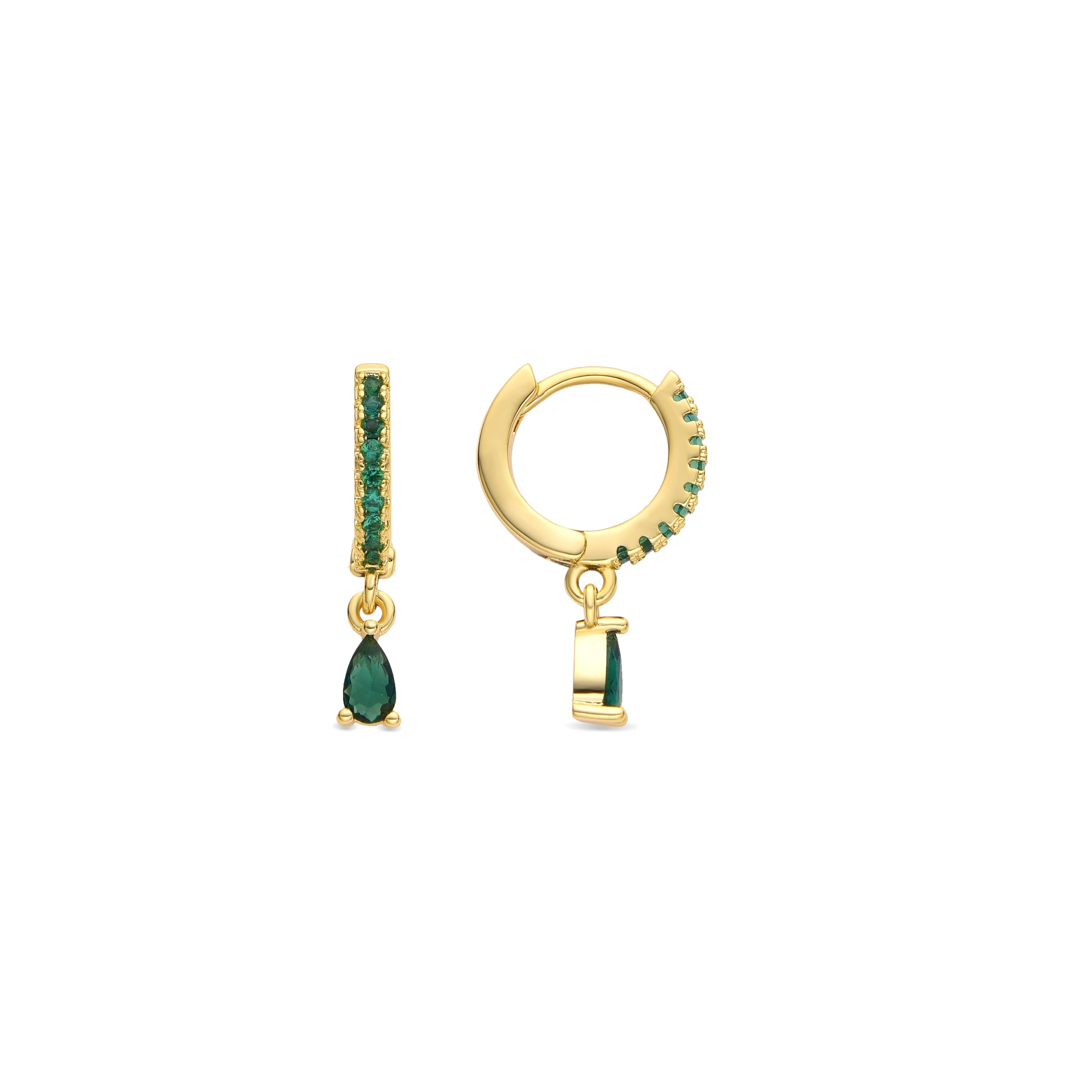 Pendientes acabado oro amarillo de 18k y Circonita Esmeralda - Laade