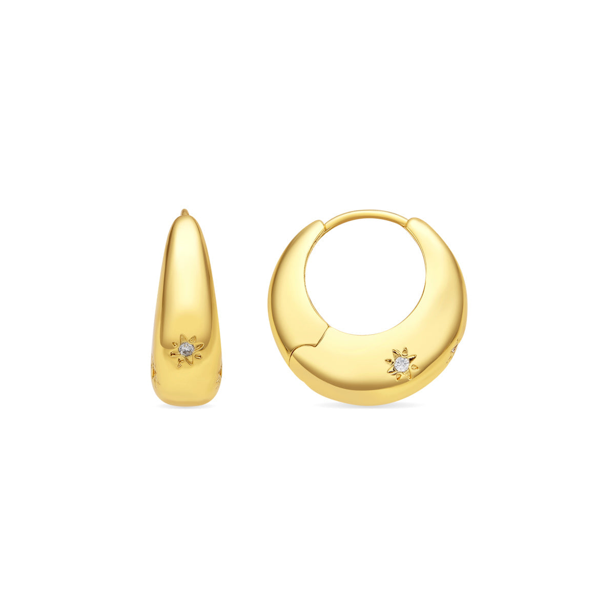 Ohrringe mit glänzenden Zirkonia, 18k Gold-Finish - Ricia