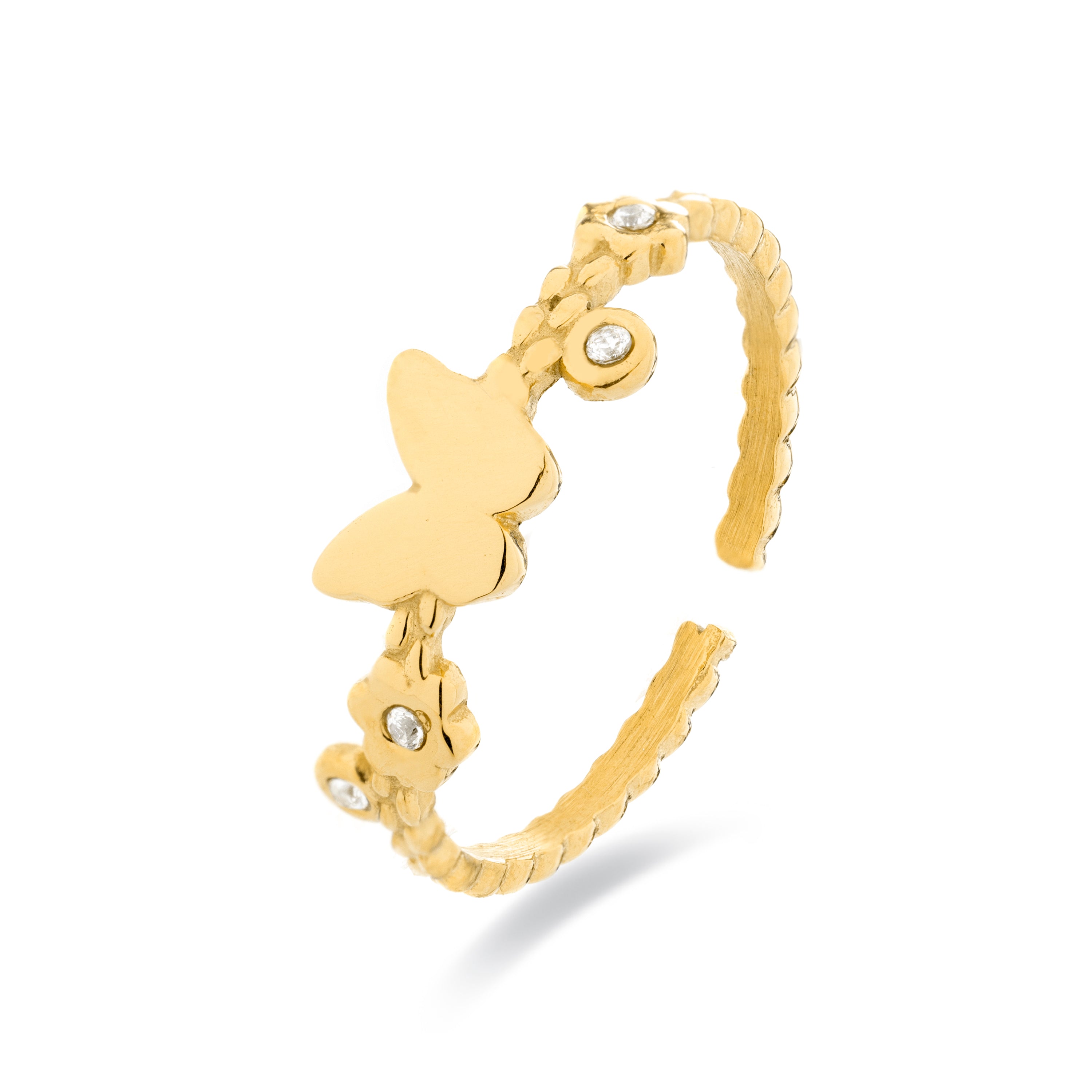 Anillo de Circonita Brillante acabado en oro amarillo 18K- Moki