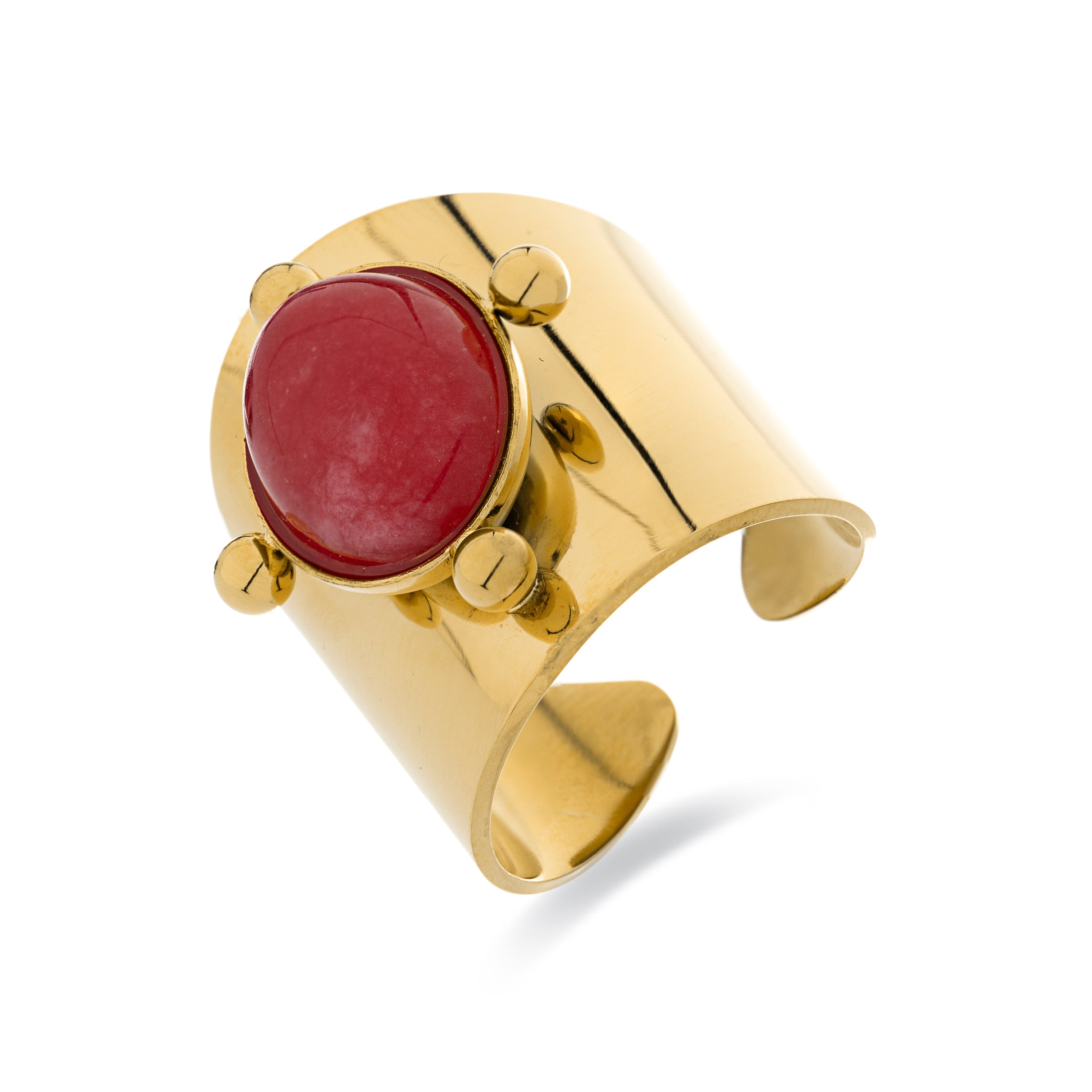 Anillo de Coral acabado en oro amarillo 18K - Euvia