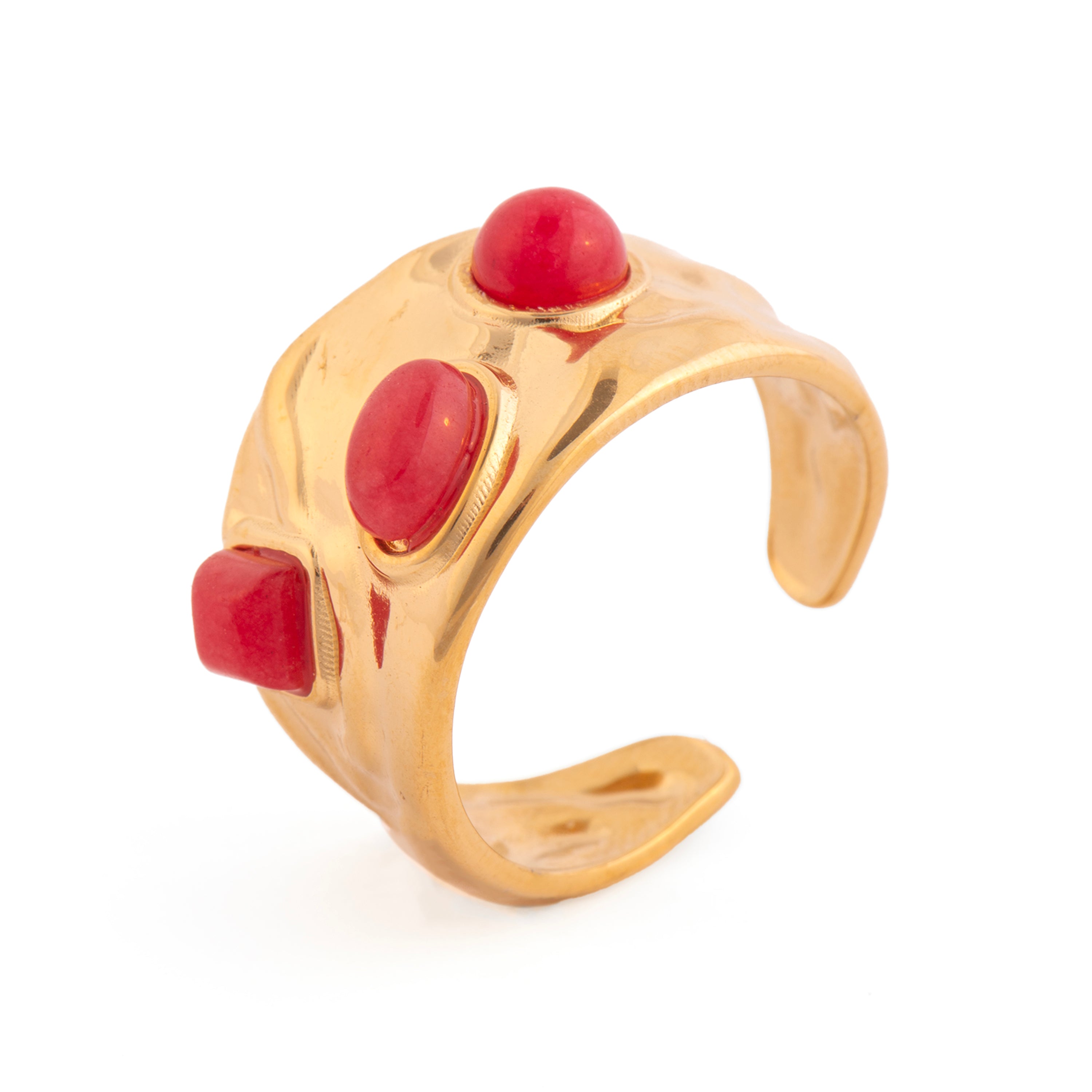 Anillo acabado oro amarillo de 18k y Coral - Rekbas