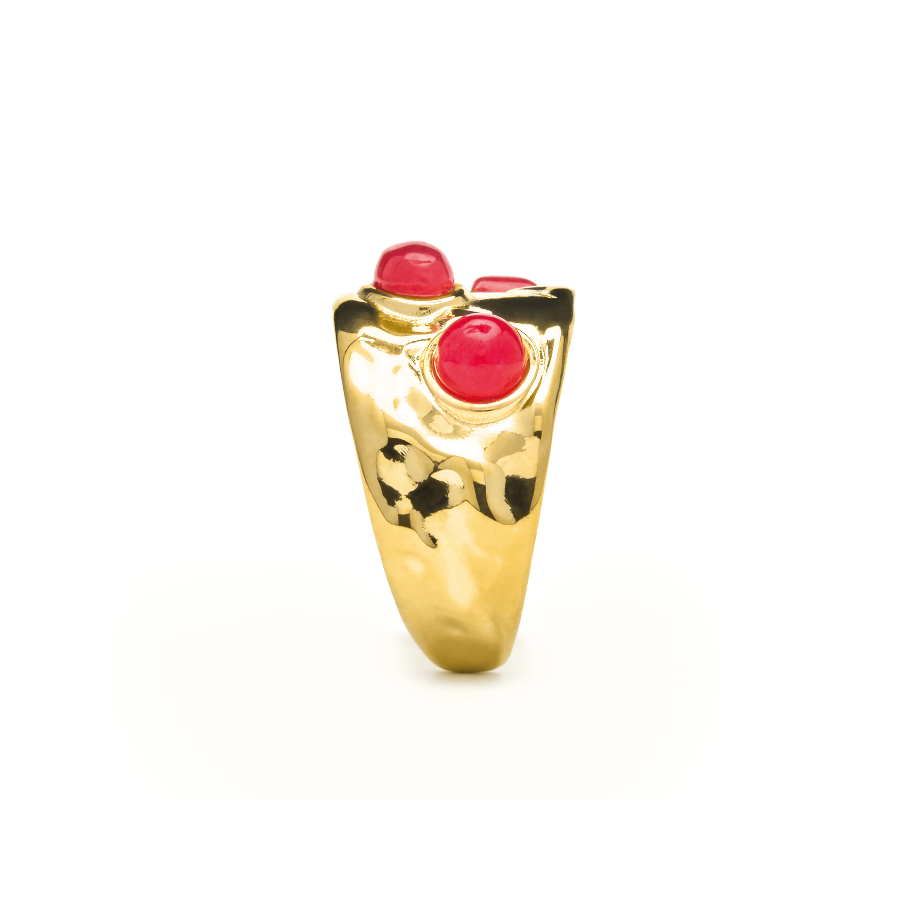 Anillo acabado oro amarillo de 18k y Coral - Rekbas