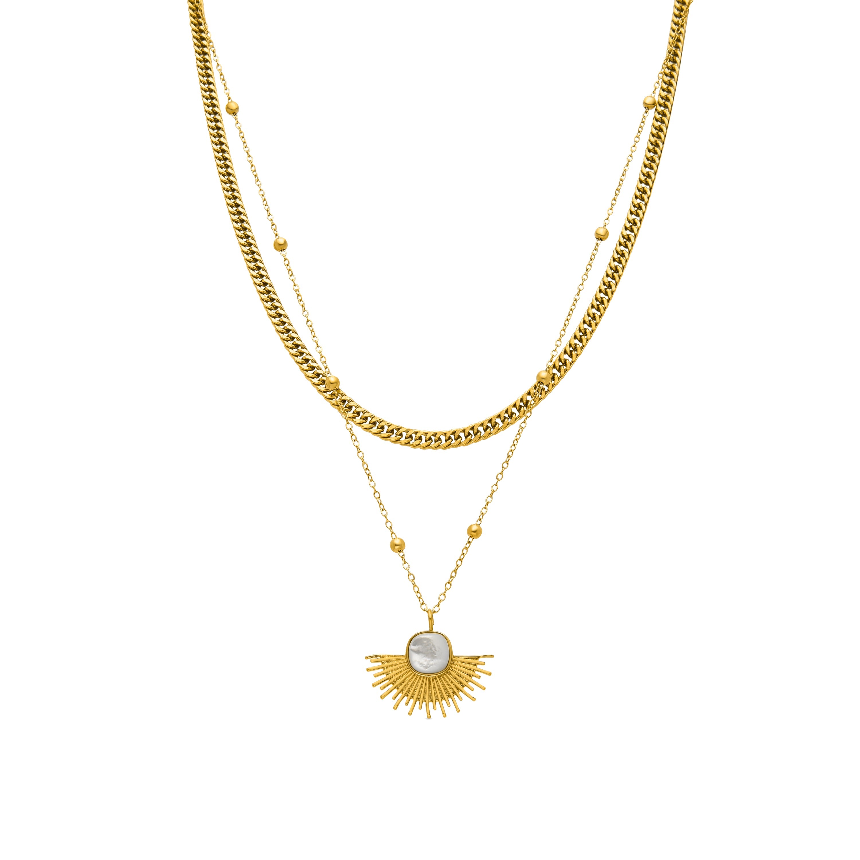 Collar con Madreperla Blanca acabado oro 18K - Sycu