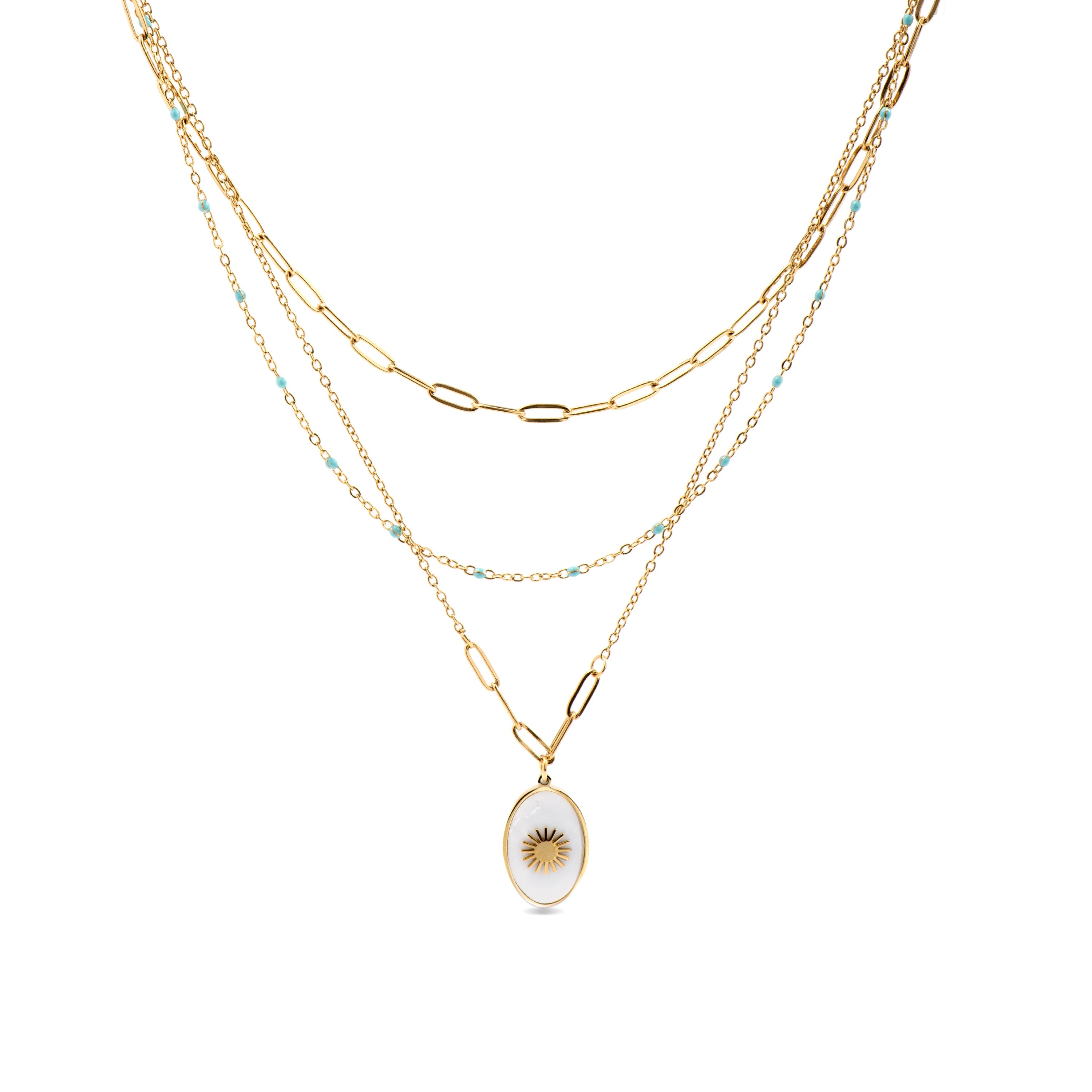 Collar de Madreperla Blanca acabado en oro amarillo 18K- Oriel