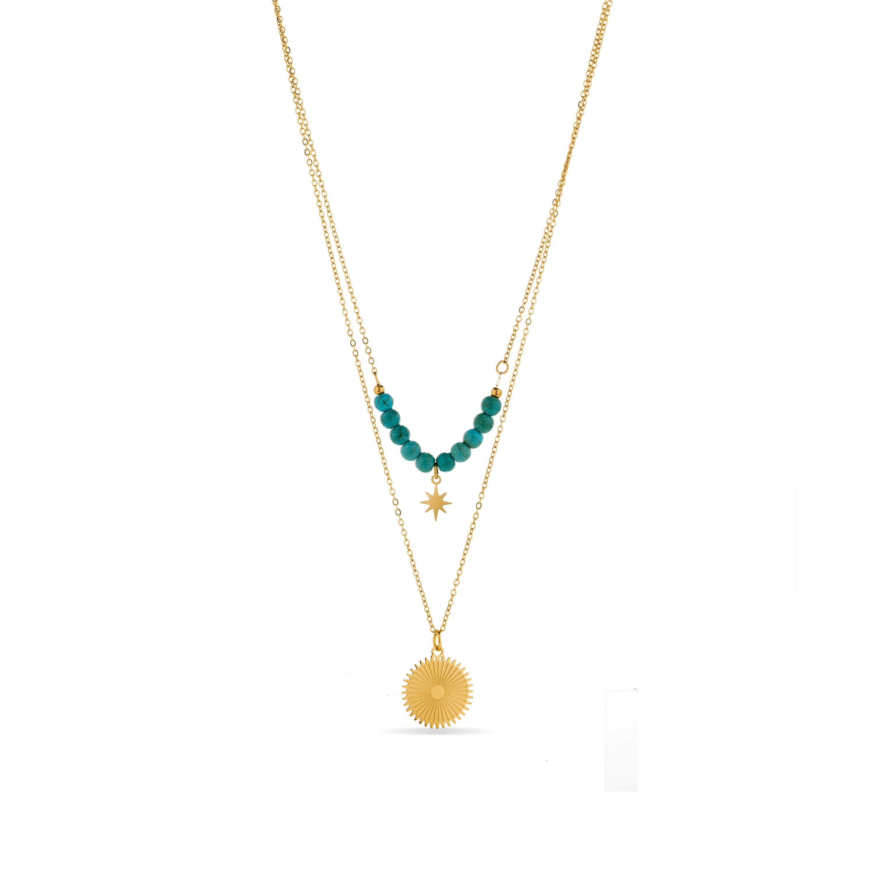 Collar de Turquesa acabado en oro amarillo 18K- Nanra