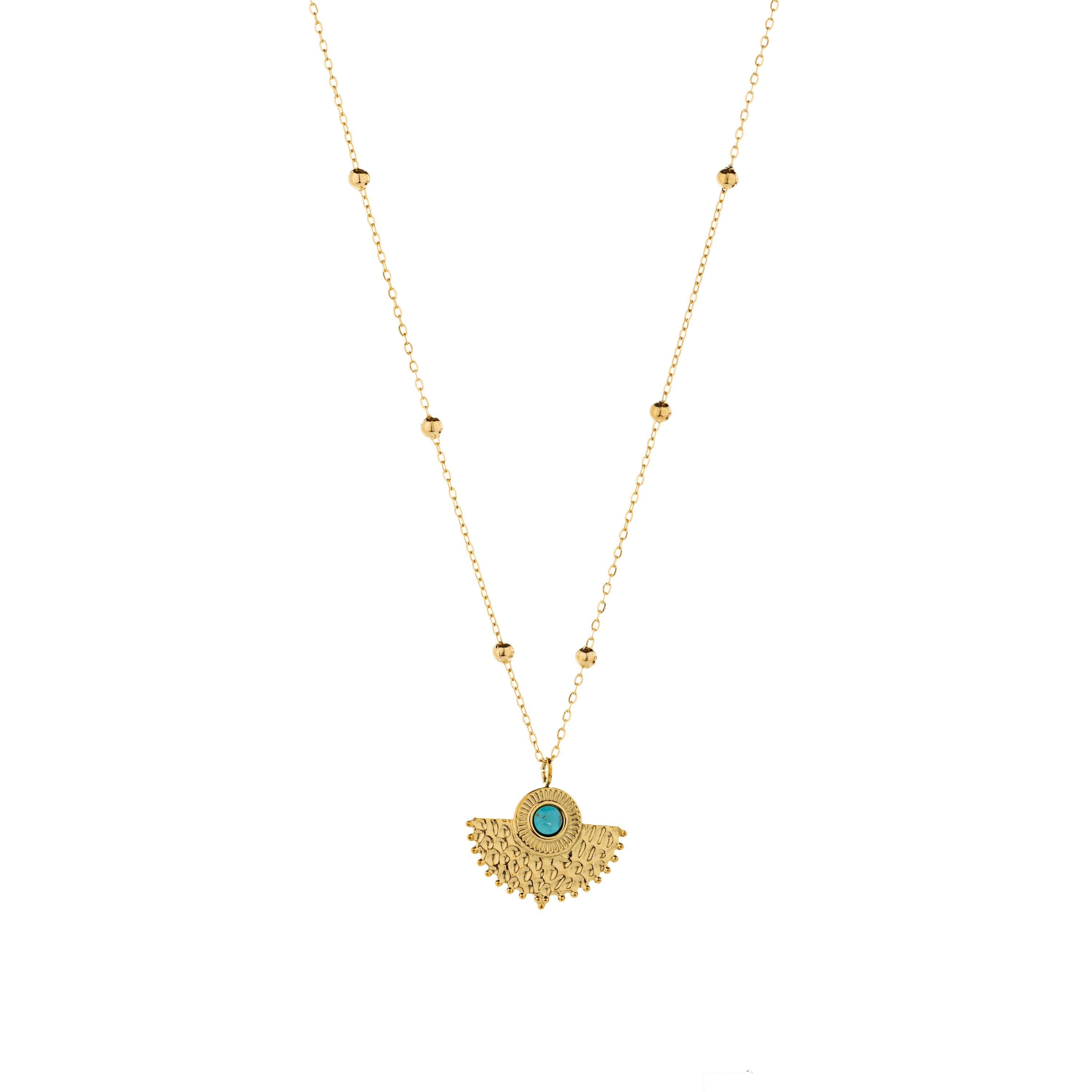 Collar de Turquesa acabado en oro amarillo 18K- Kumora