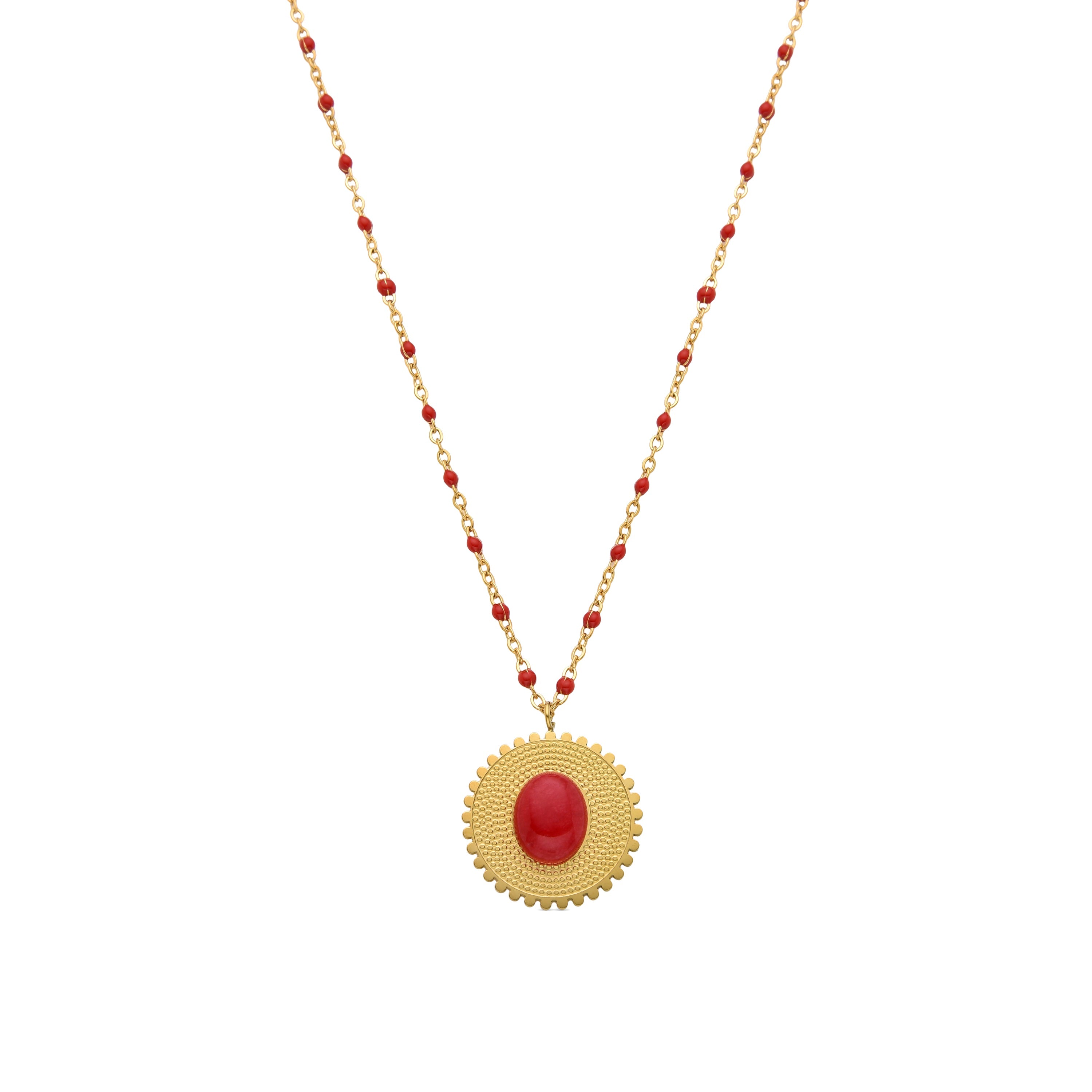 Collana in corallo finita in oro giallo 18K - Zarwa