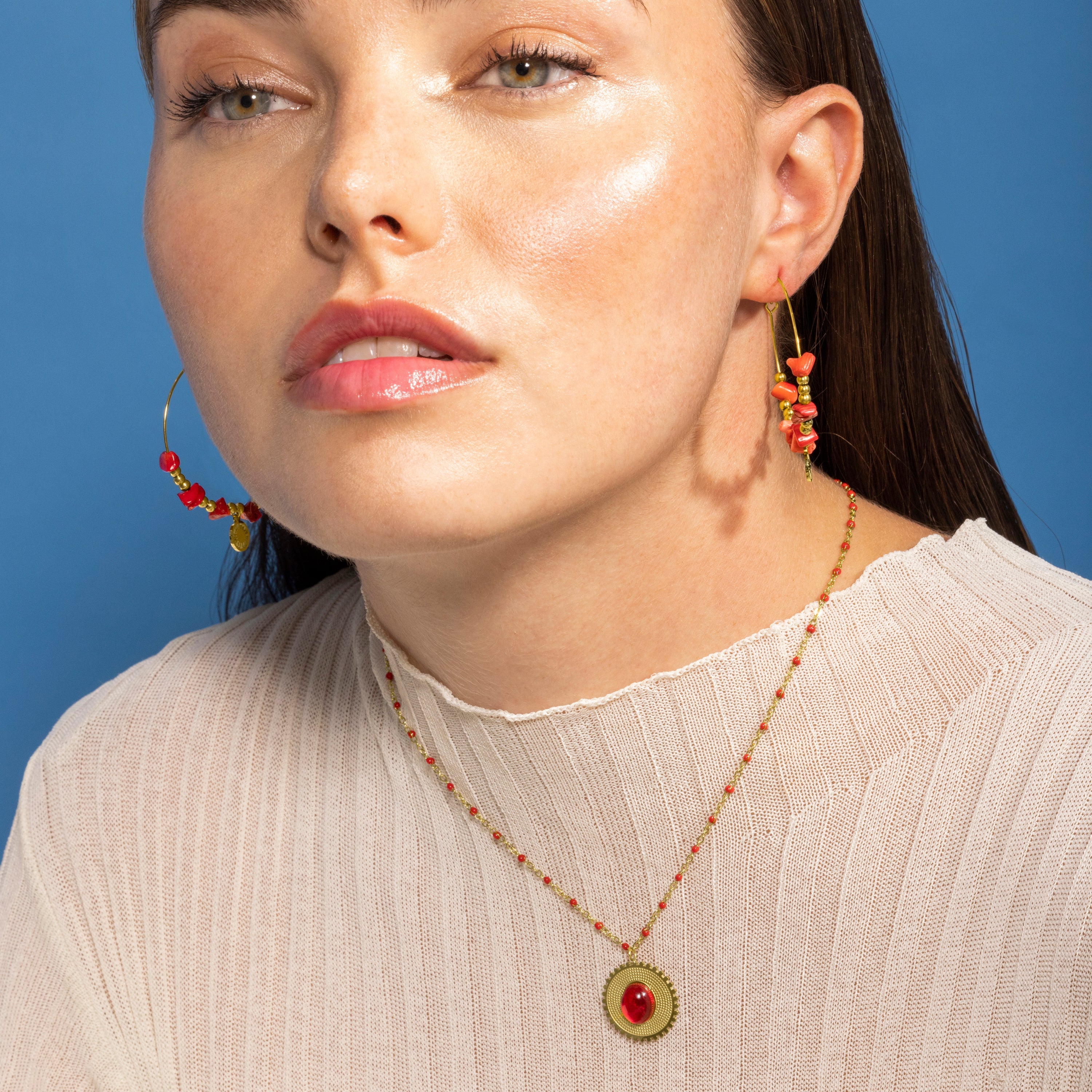 Collana in corallo finita in oro giallo 18K - Zarwa