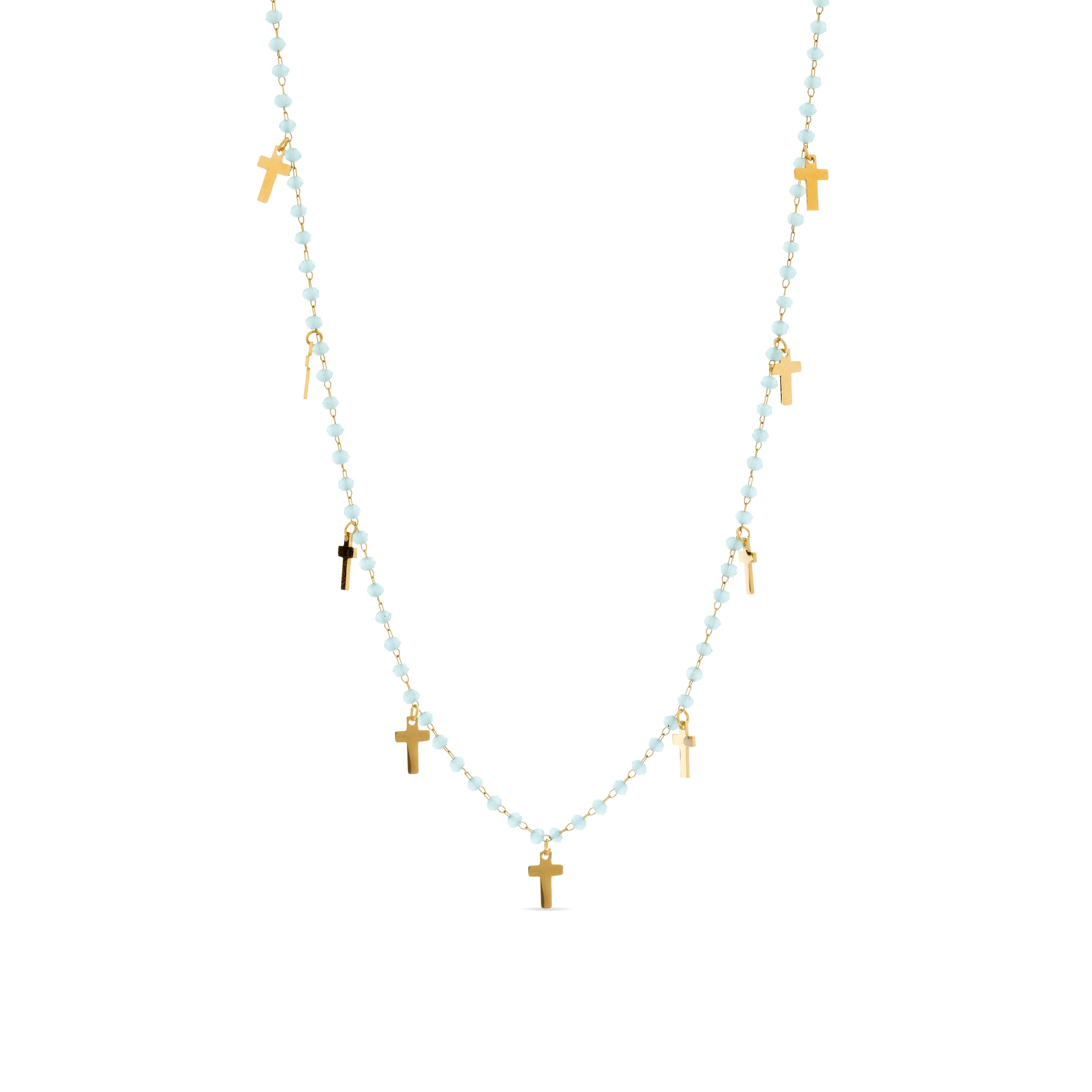 Collana in Cristallo Blu finitura in oro giallo 18K - Dersu