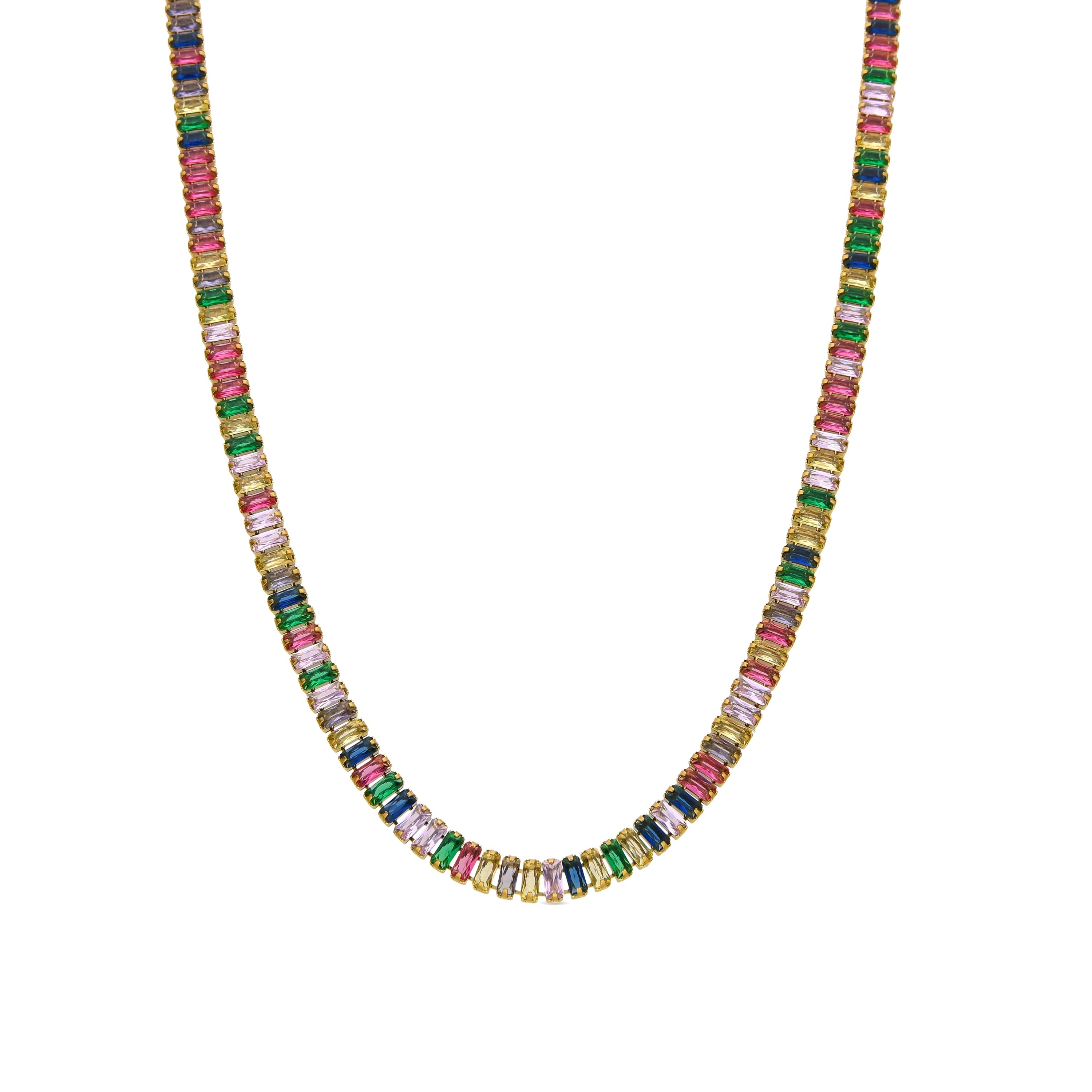 Collier en zircon multicolore fini en or jaune 18K - Gorys