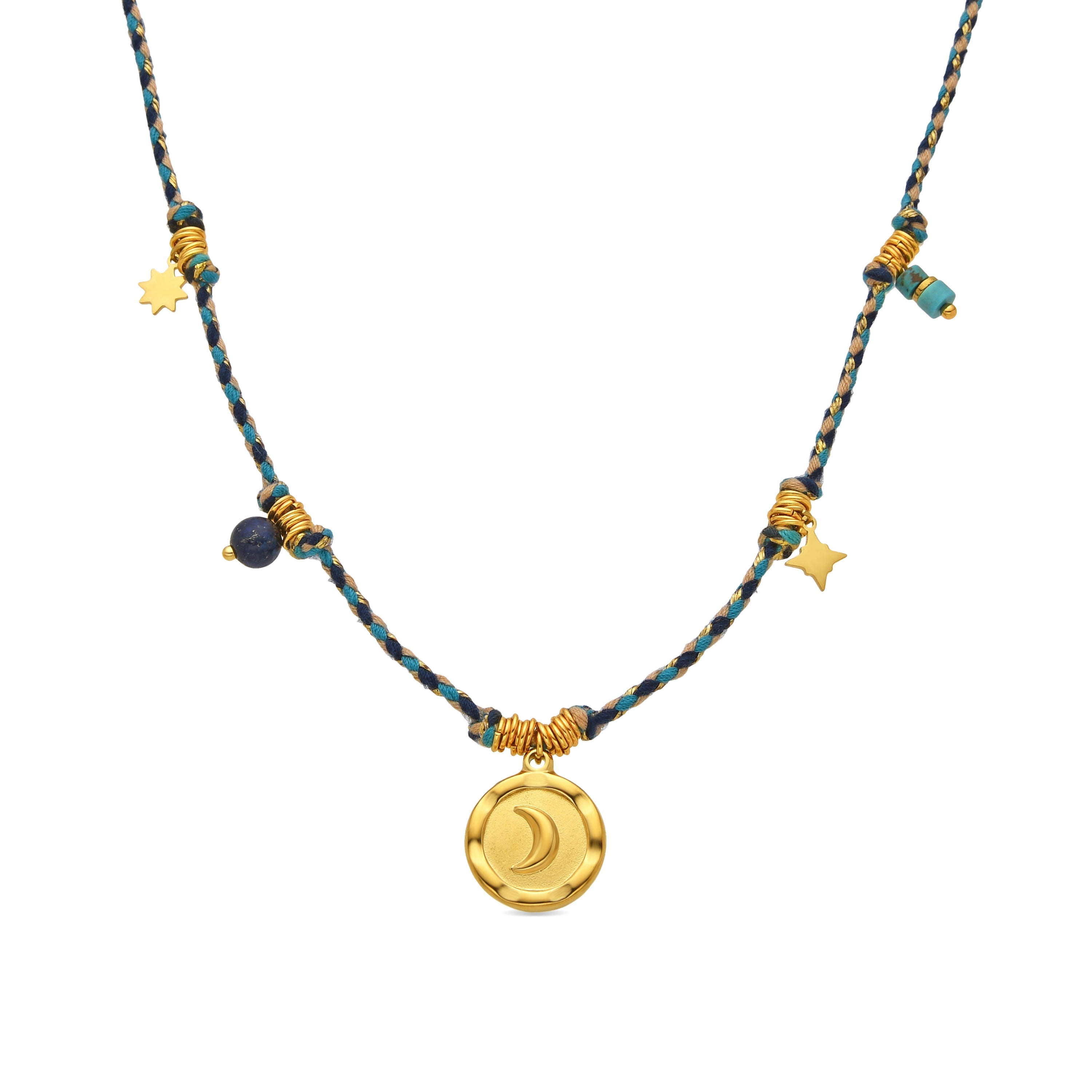 Collana con Cristallo Blu Scuro finitura oro 18k - Liskel