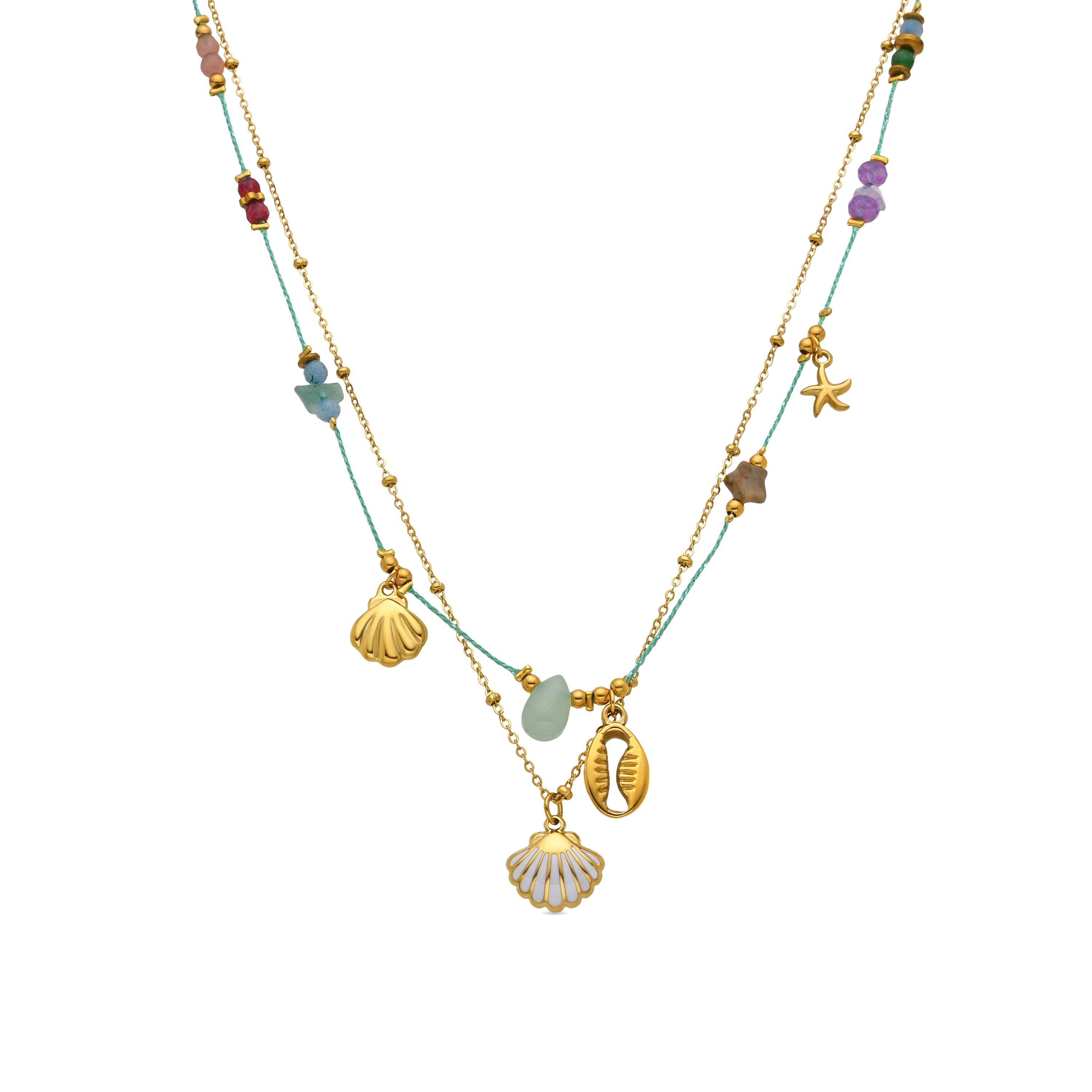 Collana con Cristallo Multicolore finitura oro 18k - Kerad