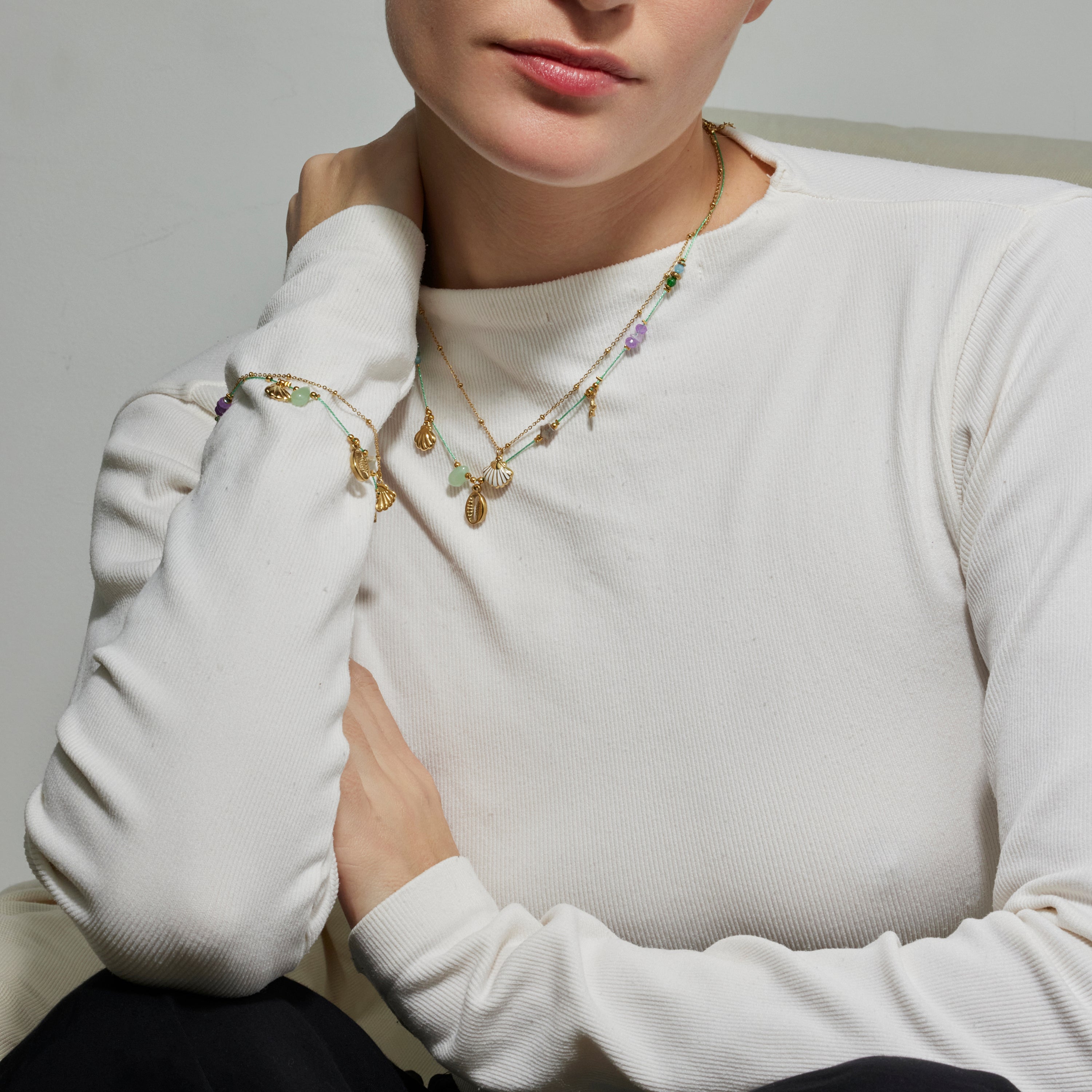 Collana con Cristallo Multicolore finitura oro 18k - Kerad