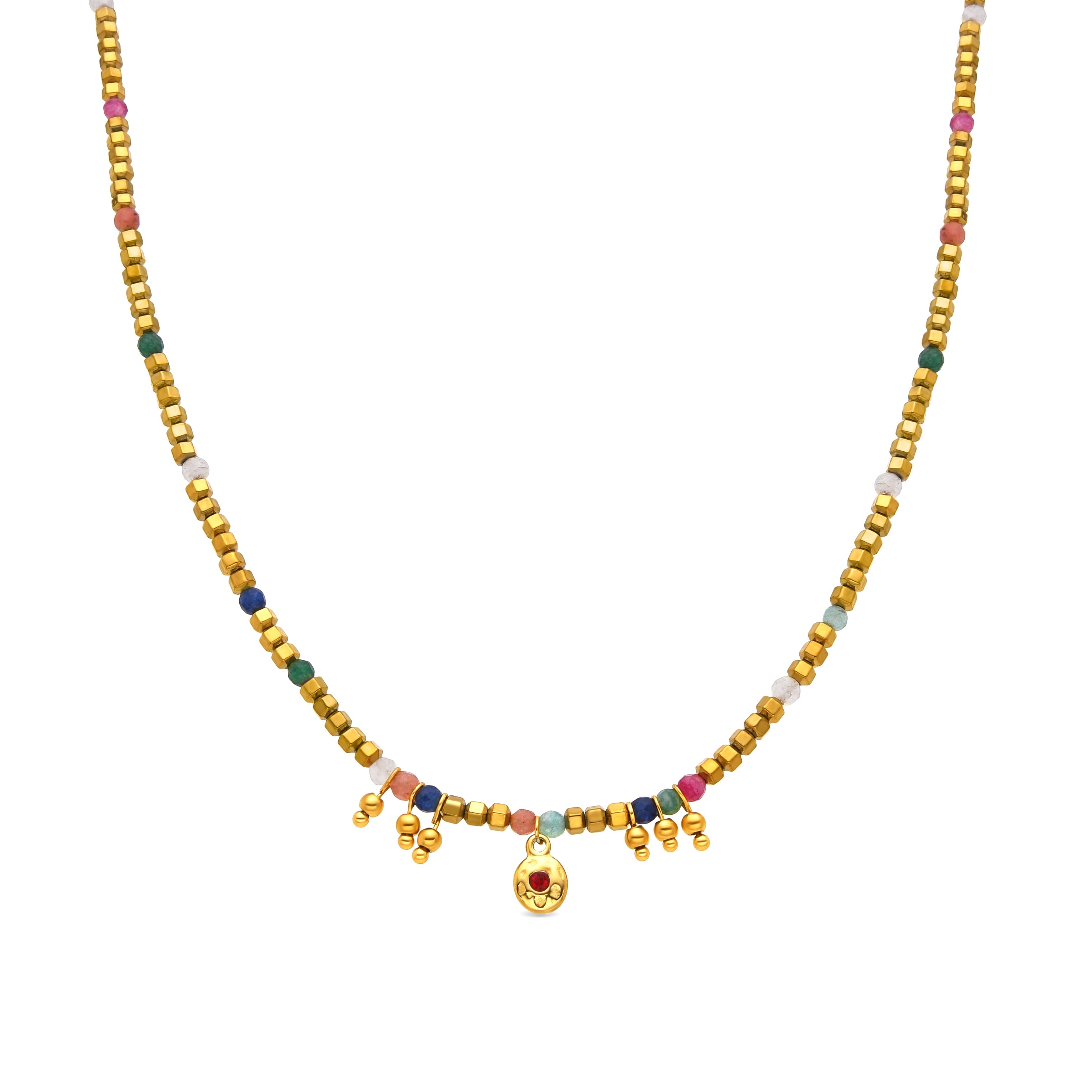 Collana con Cristallo Multicolore finitura oro 18k - Damya