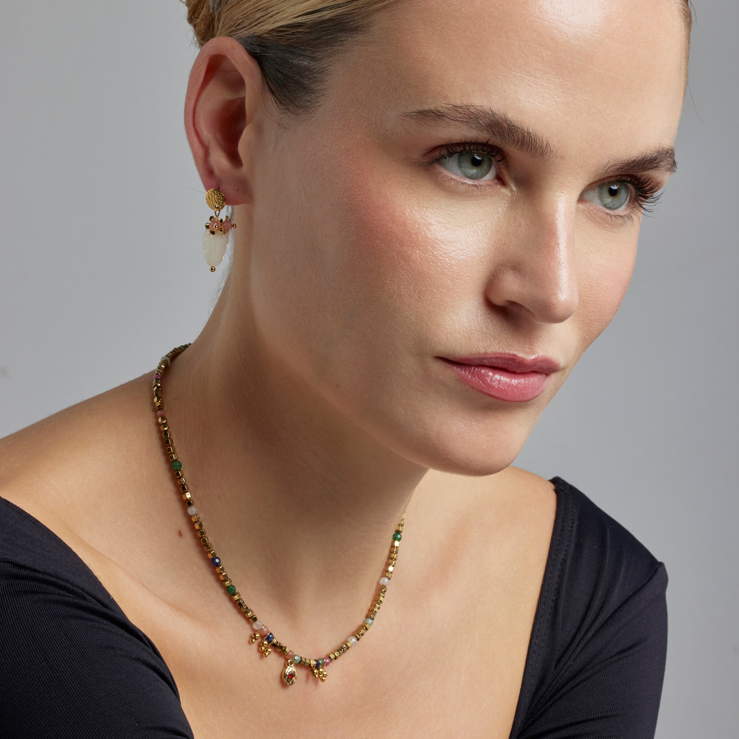 Collana con Cristallo Multicolore finitura oro 18k - Damya