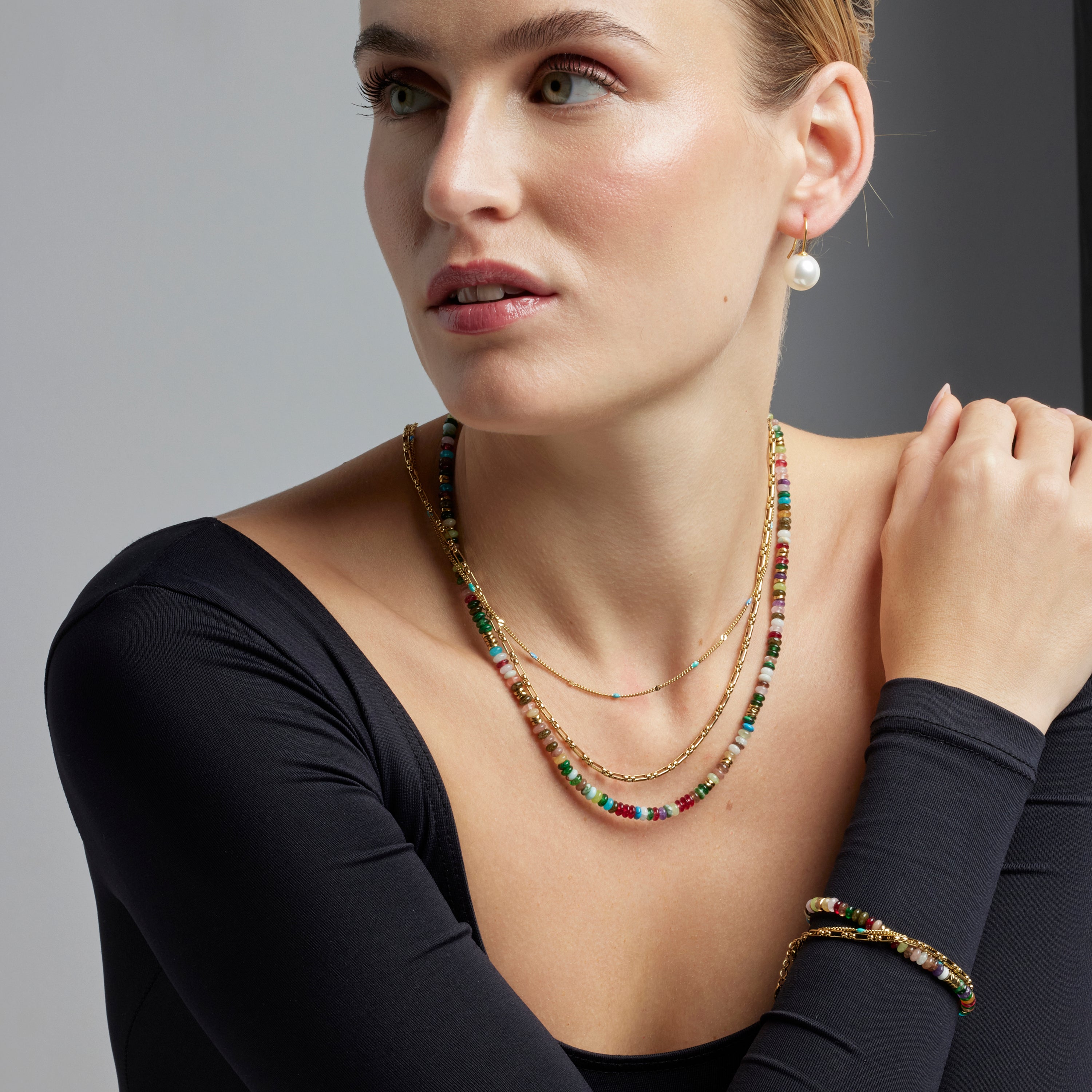 Collier en laque multicolore finition or 18k - Cautar