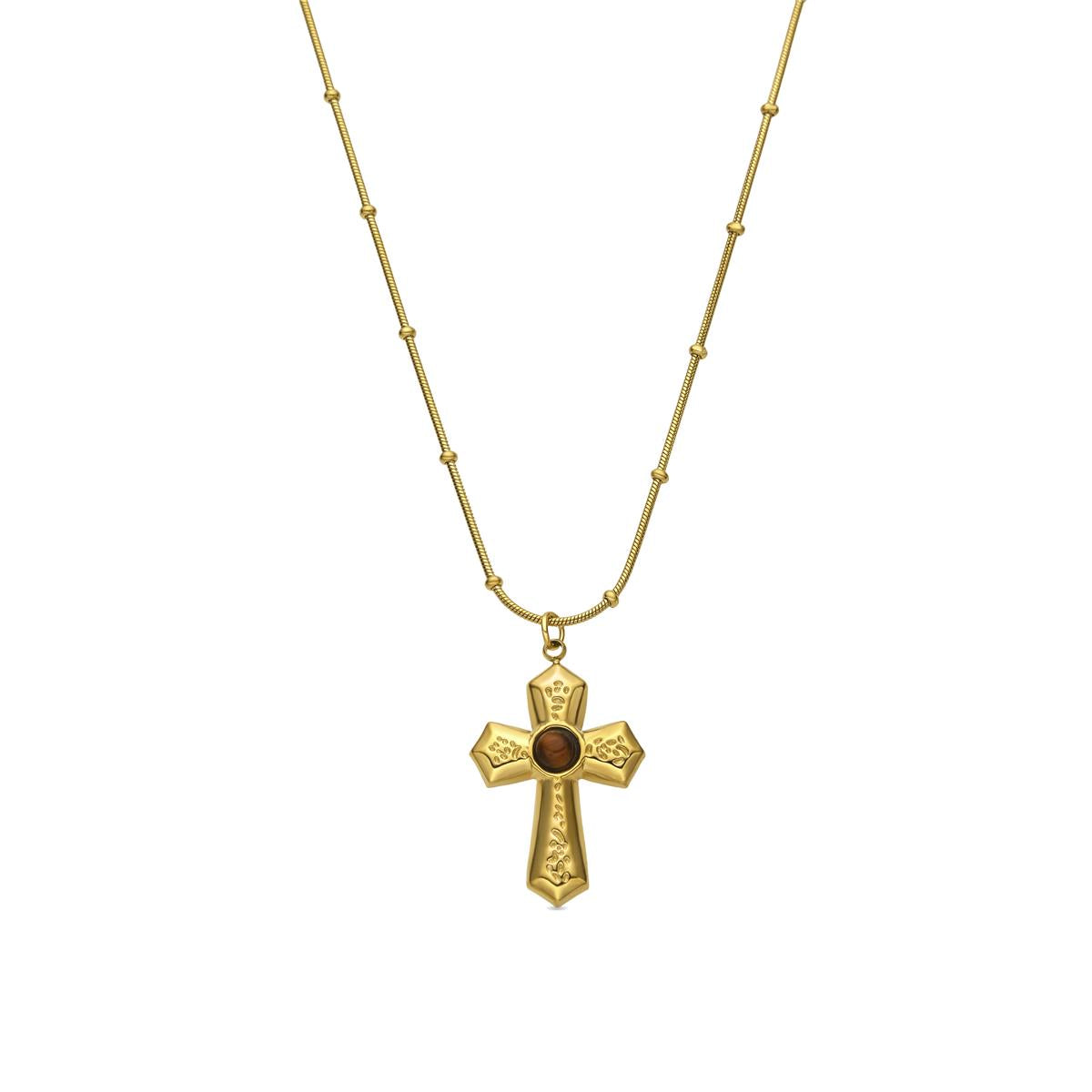 Collana con Occhio di Tigre finitura oro 18k - Anleh