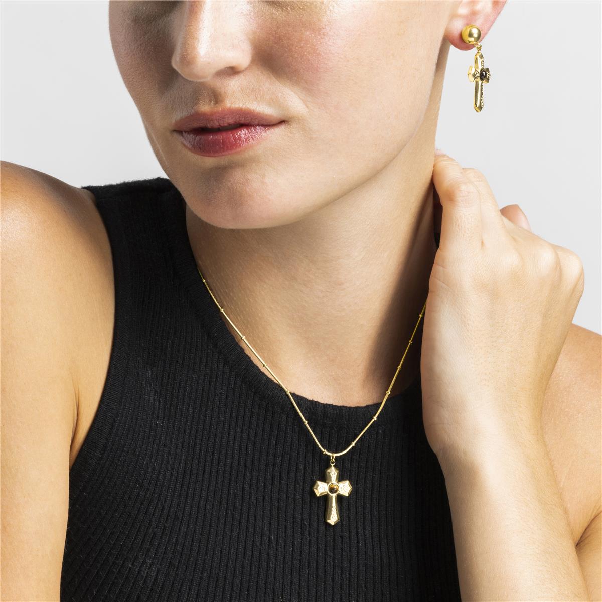 Collana con Occhio di Tigre finitura oro 18k - Anleh