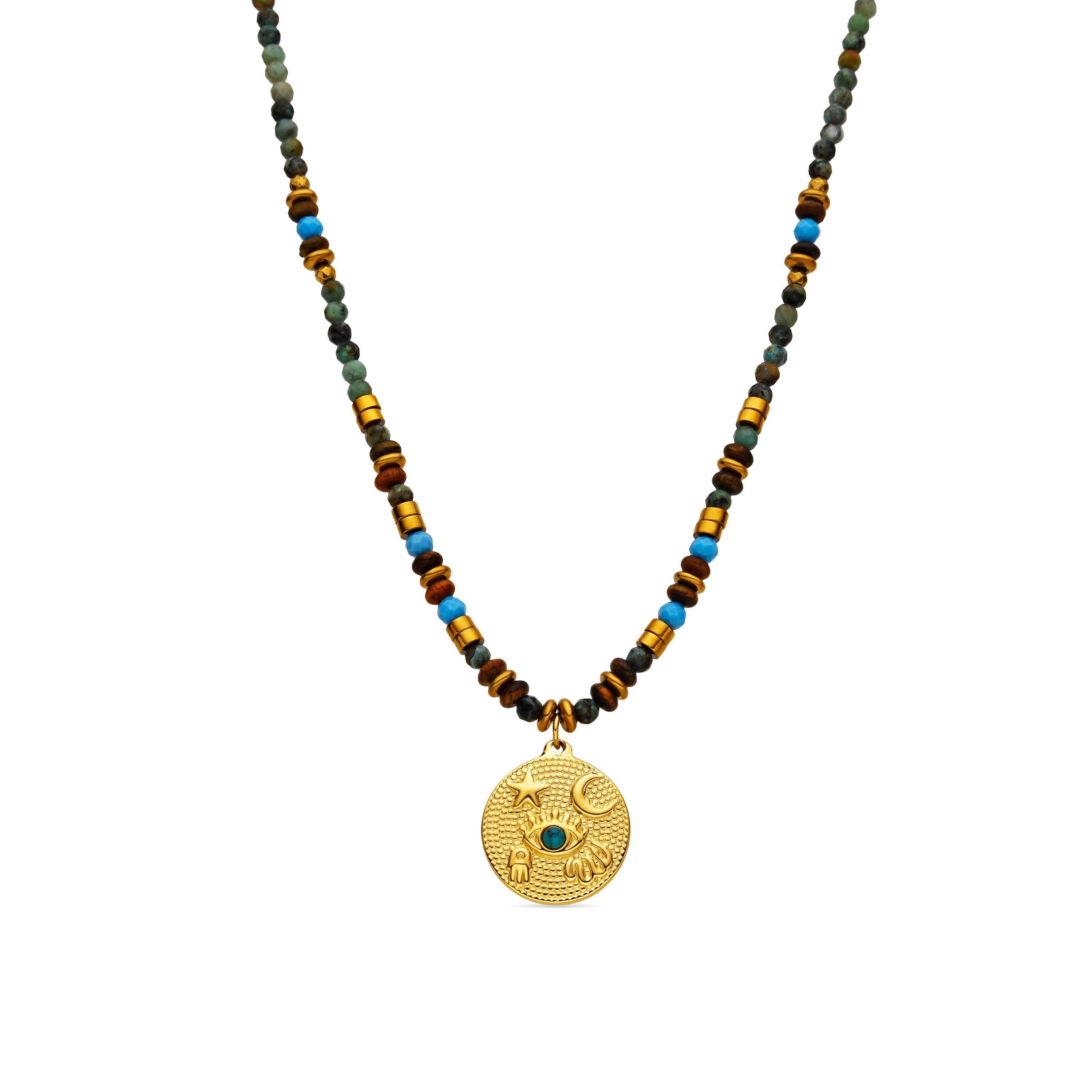 Collana con Pietra Naturale Multicolore finitura oro 18k - Salki