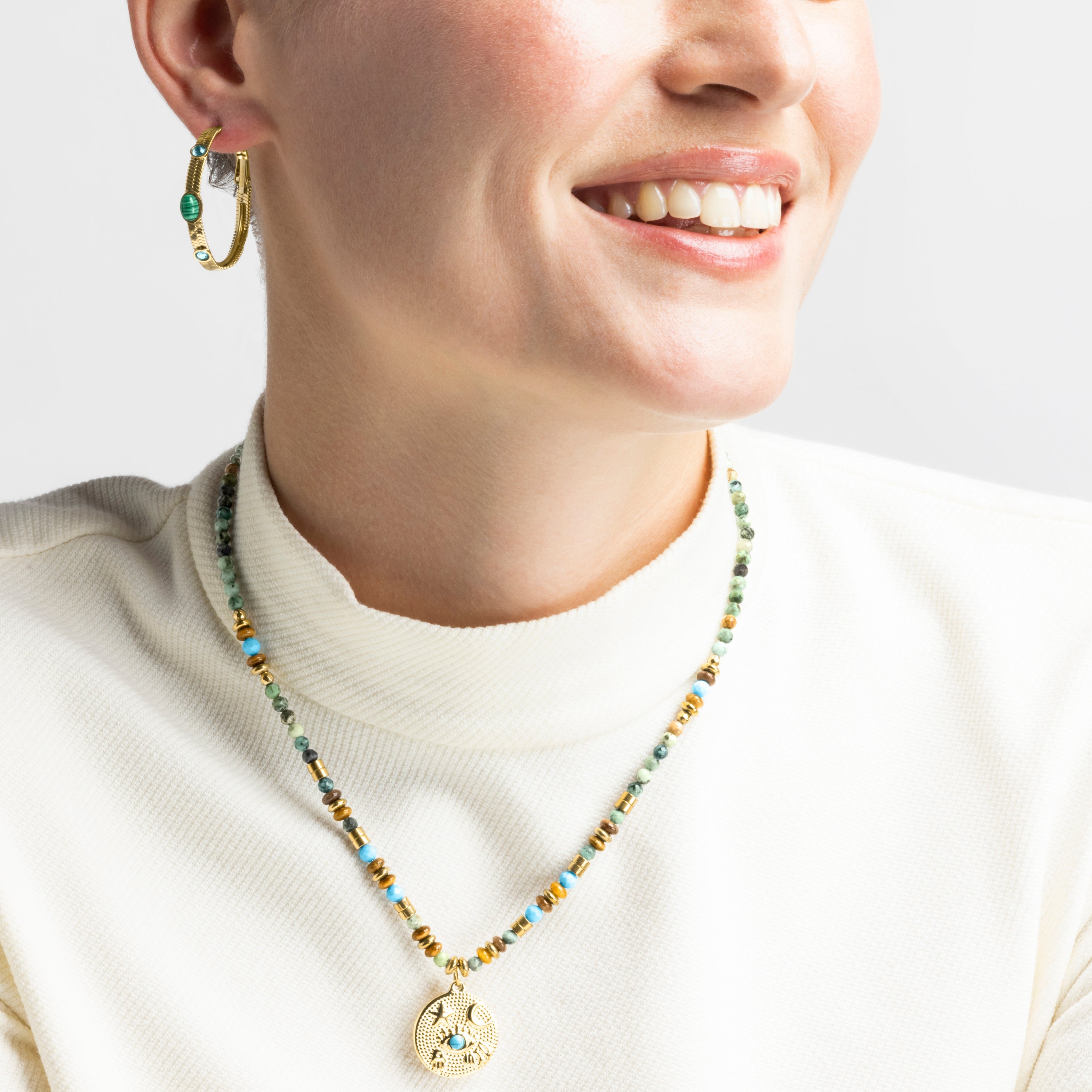 Collana con Pietra Naturale Multicolore finitura oro 18k - Salki