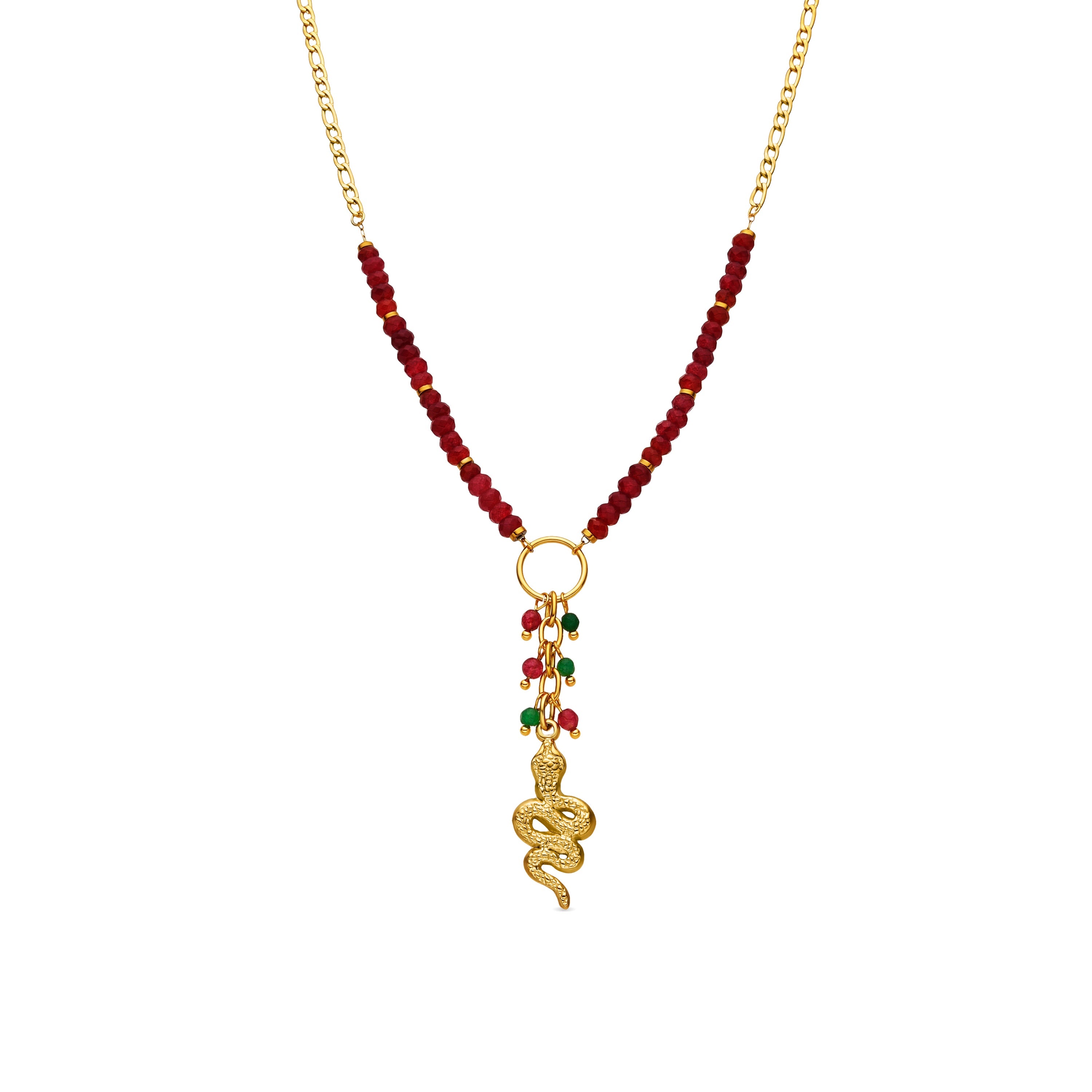 Collana con Cristallo Rosso finitura oro 18k - Edrak