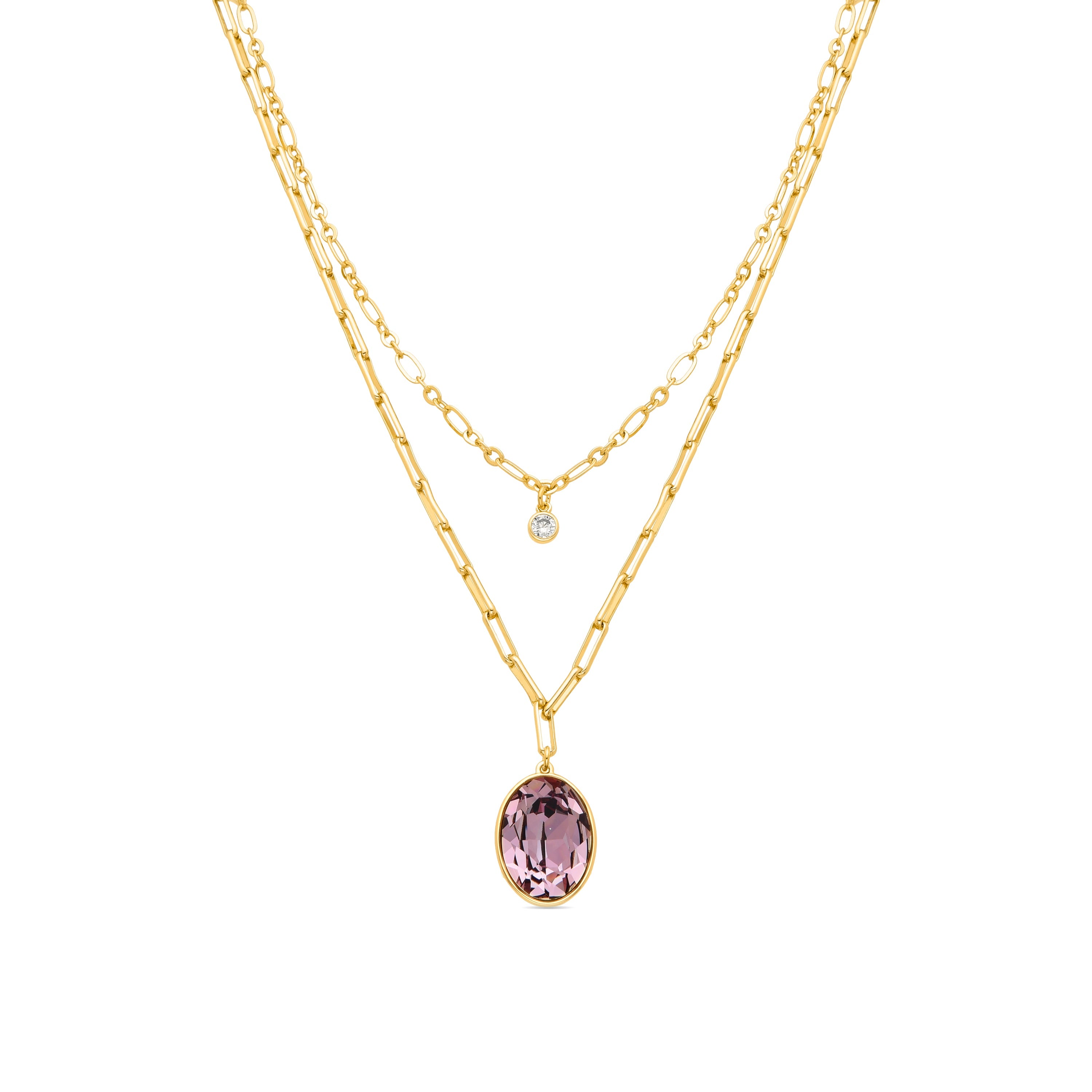 Collar de Cristal Morado acabado en oro amarillo 18K - Okhel