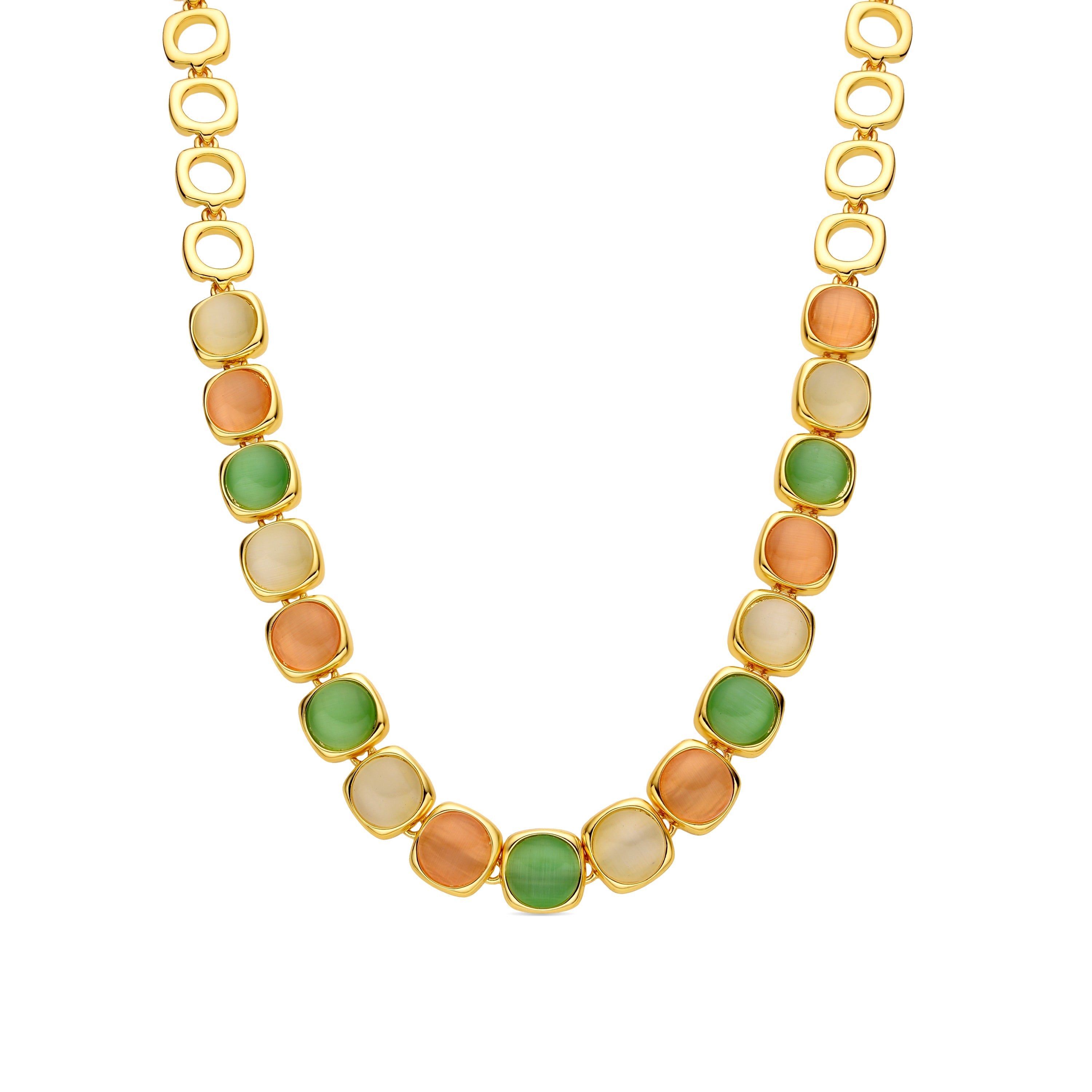 Collier avec Oeil de Chat Multicolore finition or 18k - Shureo