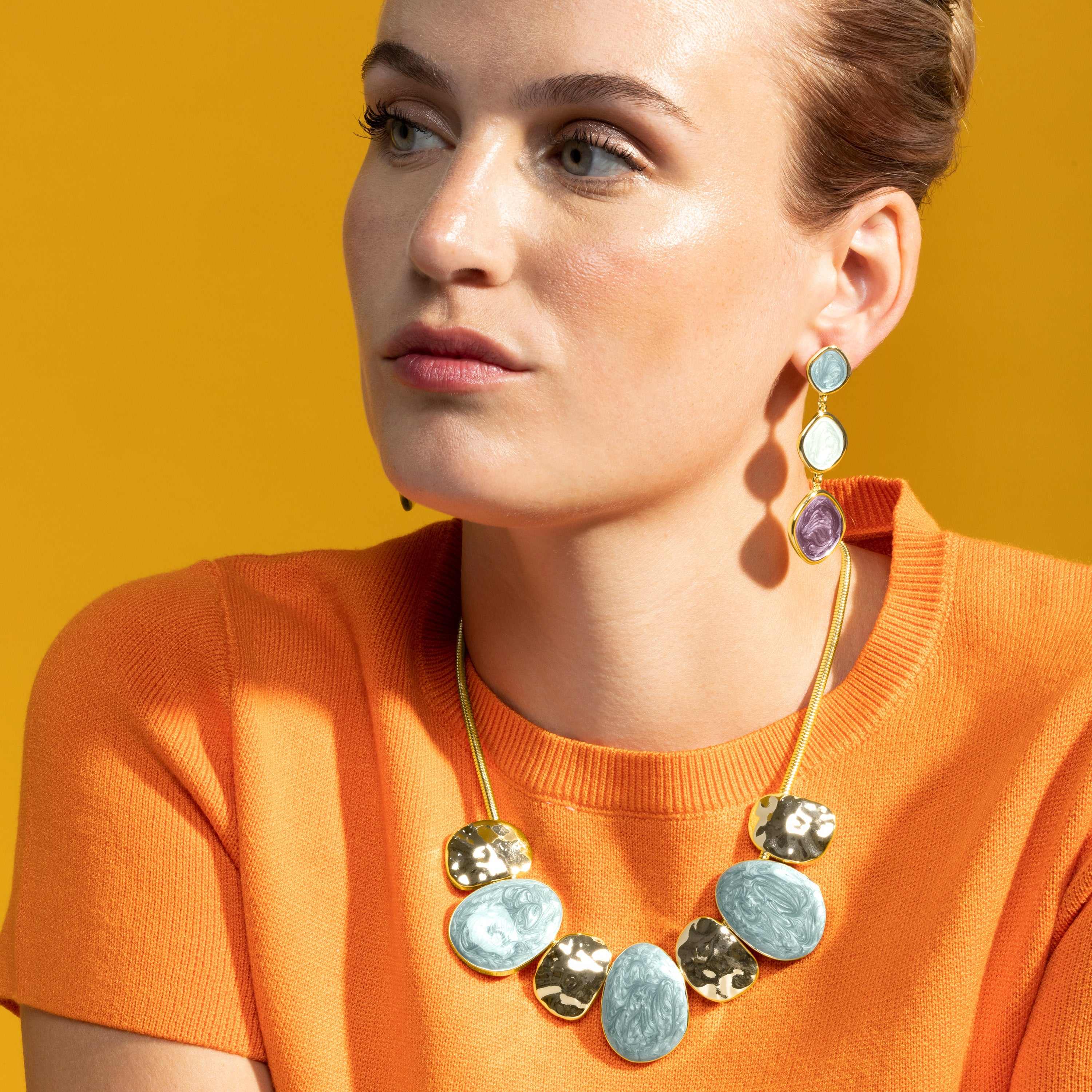 Collier avec laque bleue finition or 18k - Gori