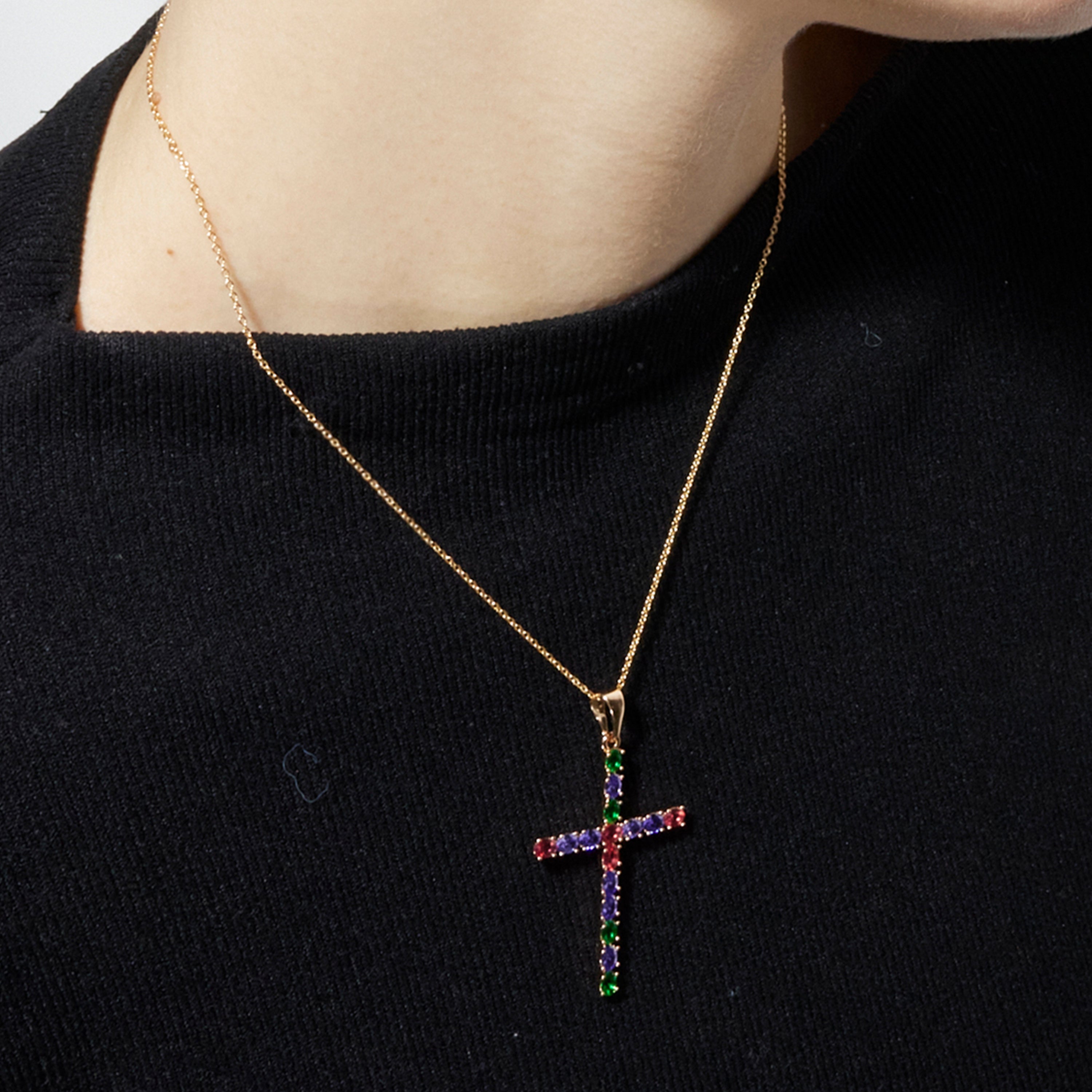 Collana con Zirconia Multicolore finitura oro 18k - Serox
