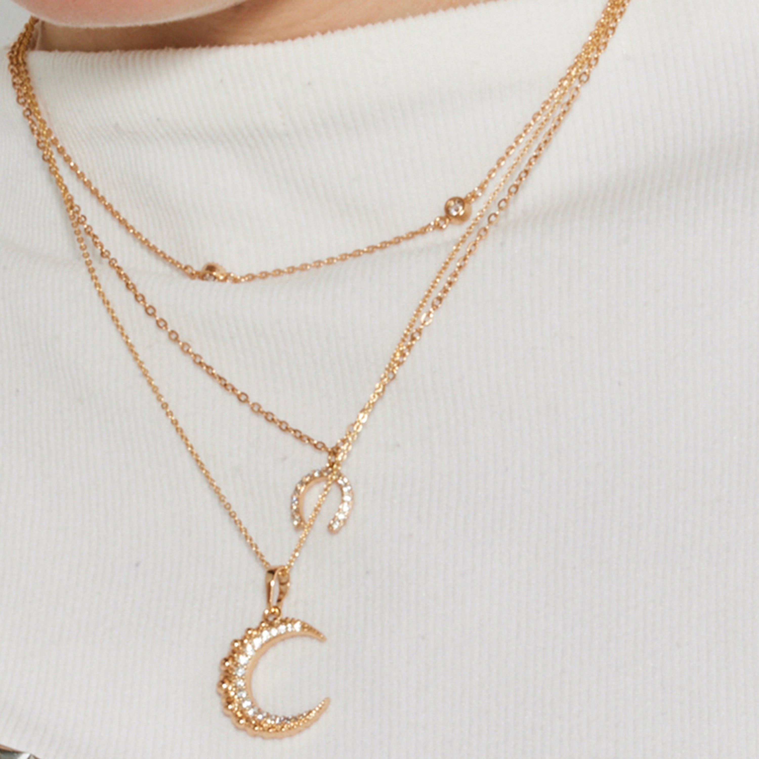 Collier avec Zirconium Brillant finition or 18k - Saisle
