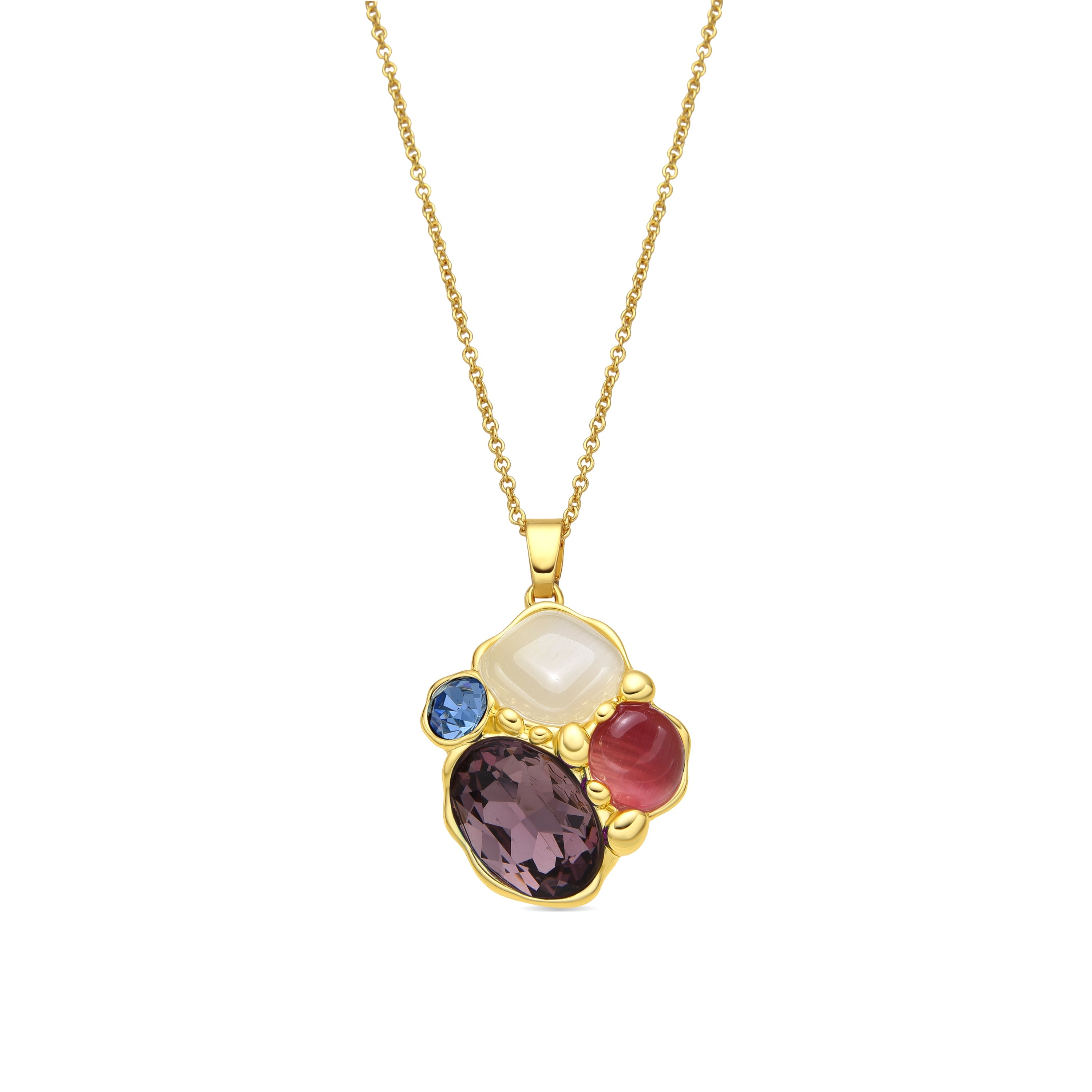 18k Yellow Gold Finished Necklace with Purple Crystal - Nedla
