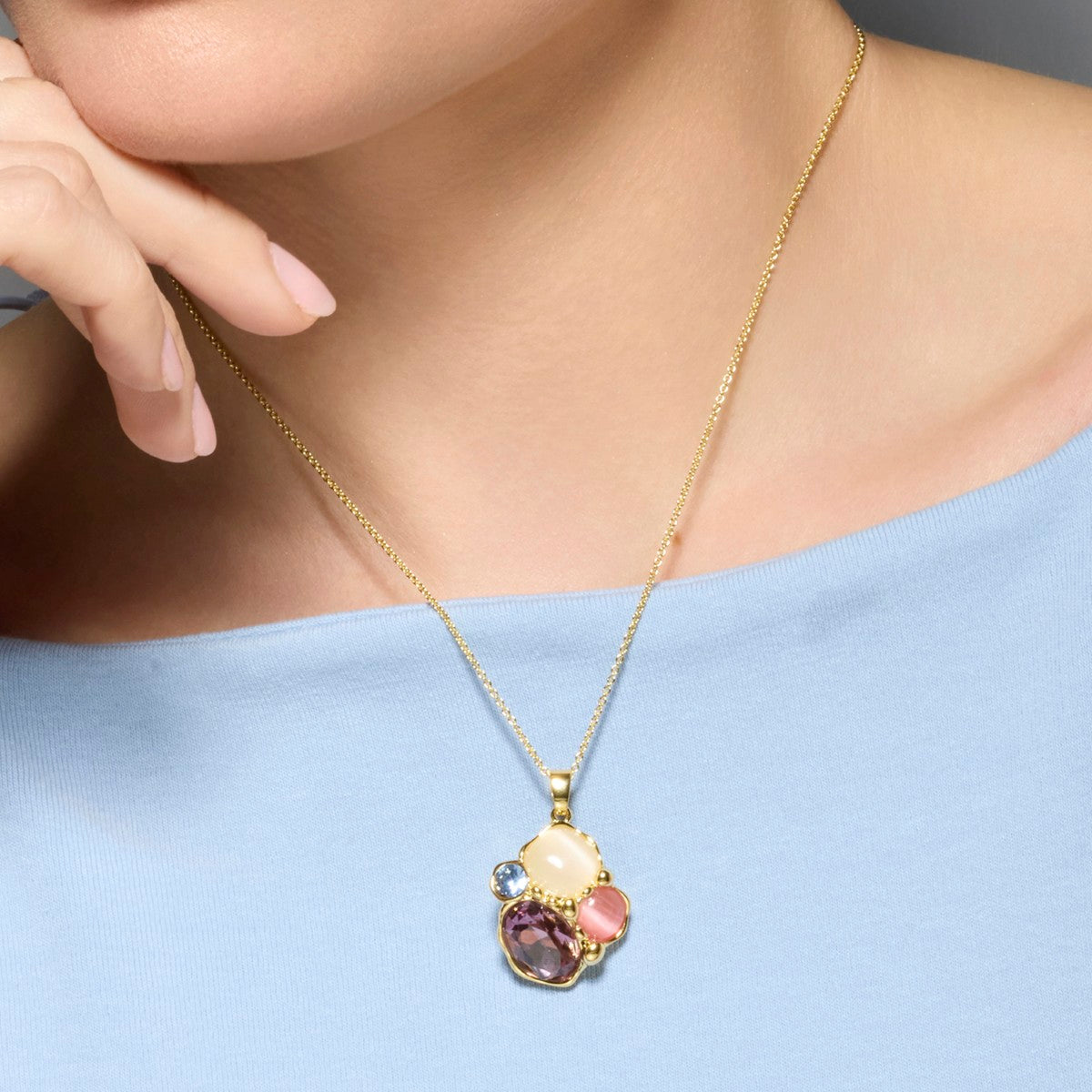 18k Yellow Gold Finished Necklace with Purple Crystal - Nedla