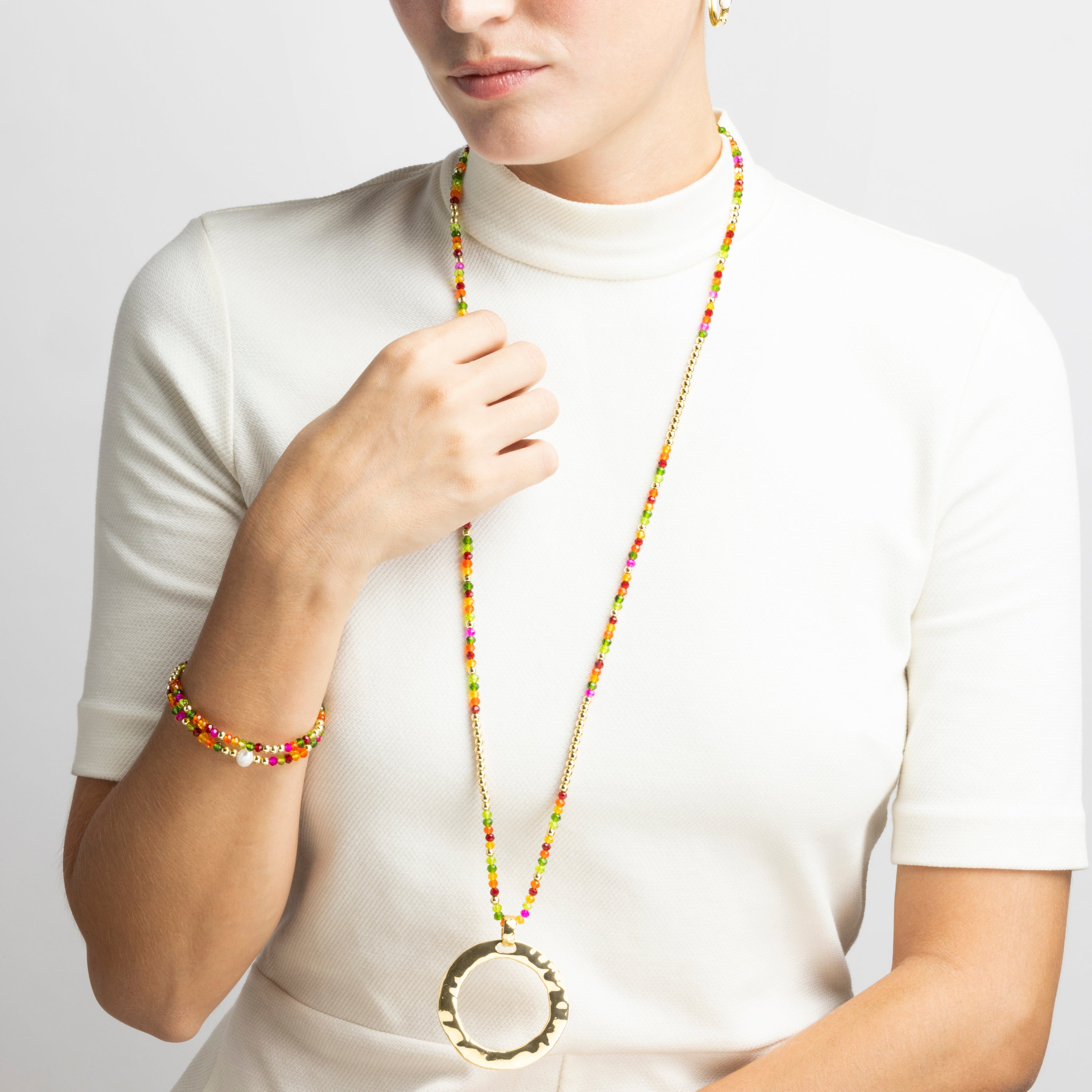 Collana con Cristallo Rosa finitura oro 18k - Miota