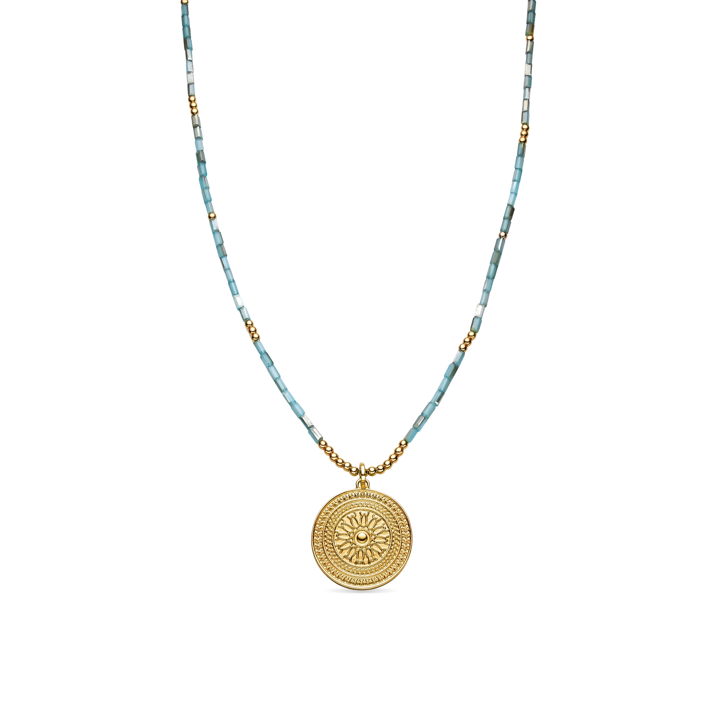 Collana con Cristallo Blu finitura oro 18k - Thyu