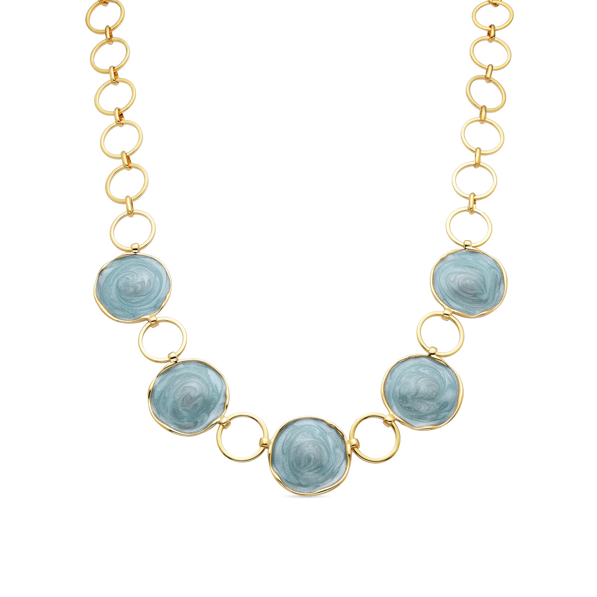 Collar Huldio de Lacado Azul acabado oro amarillo de 18k