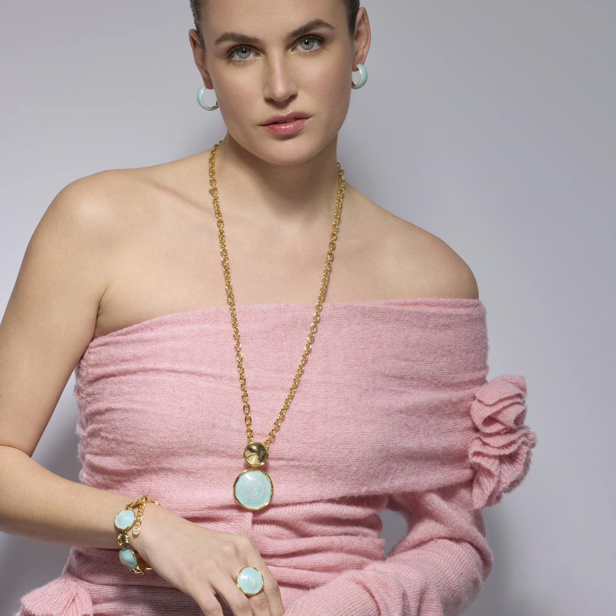 Collar Talorzi de Lacado Azul acabado oro amarillo de 18k