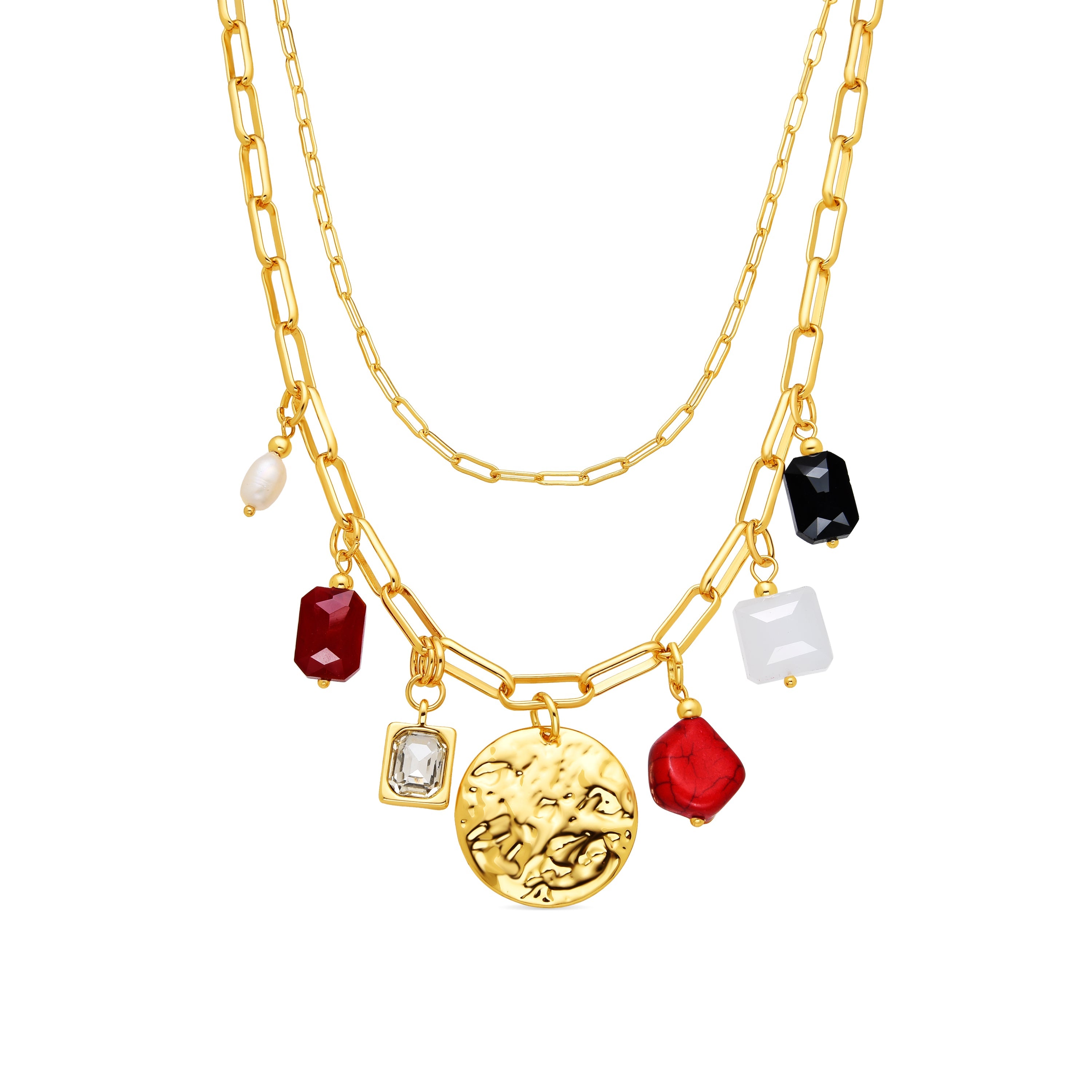 Collar acabado oro amarillo de 18k y Coral - Lyho