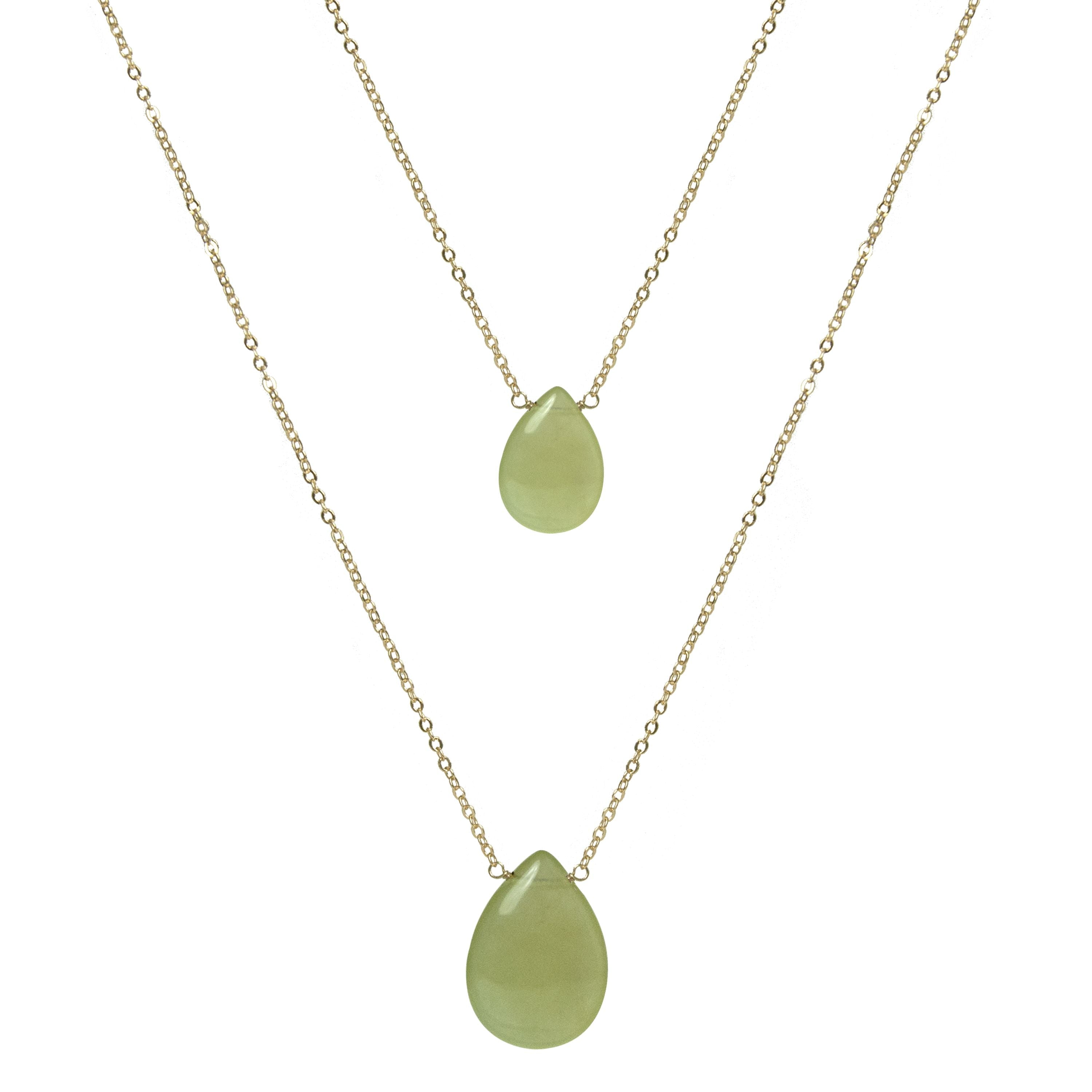 Collar de Jade Verde acabado en oro amarillo 18K - Abelia